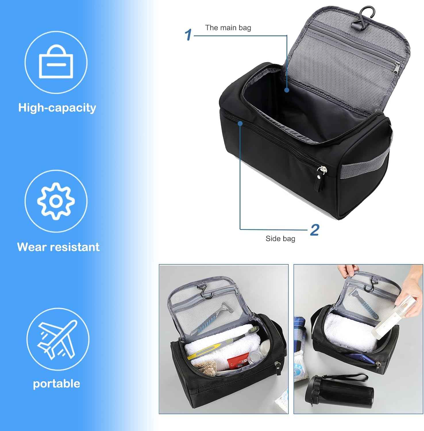 Tumecos Toiletry Dopp Kit Travel Electronics Organizer Shaving Accessories Bag