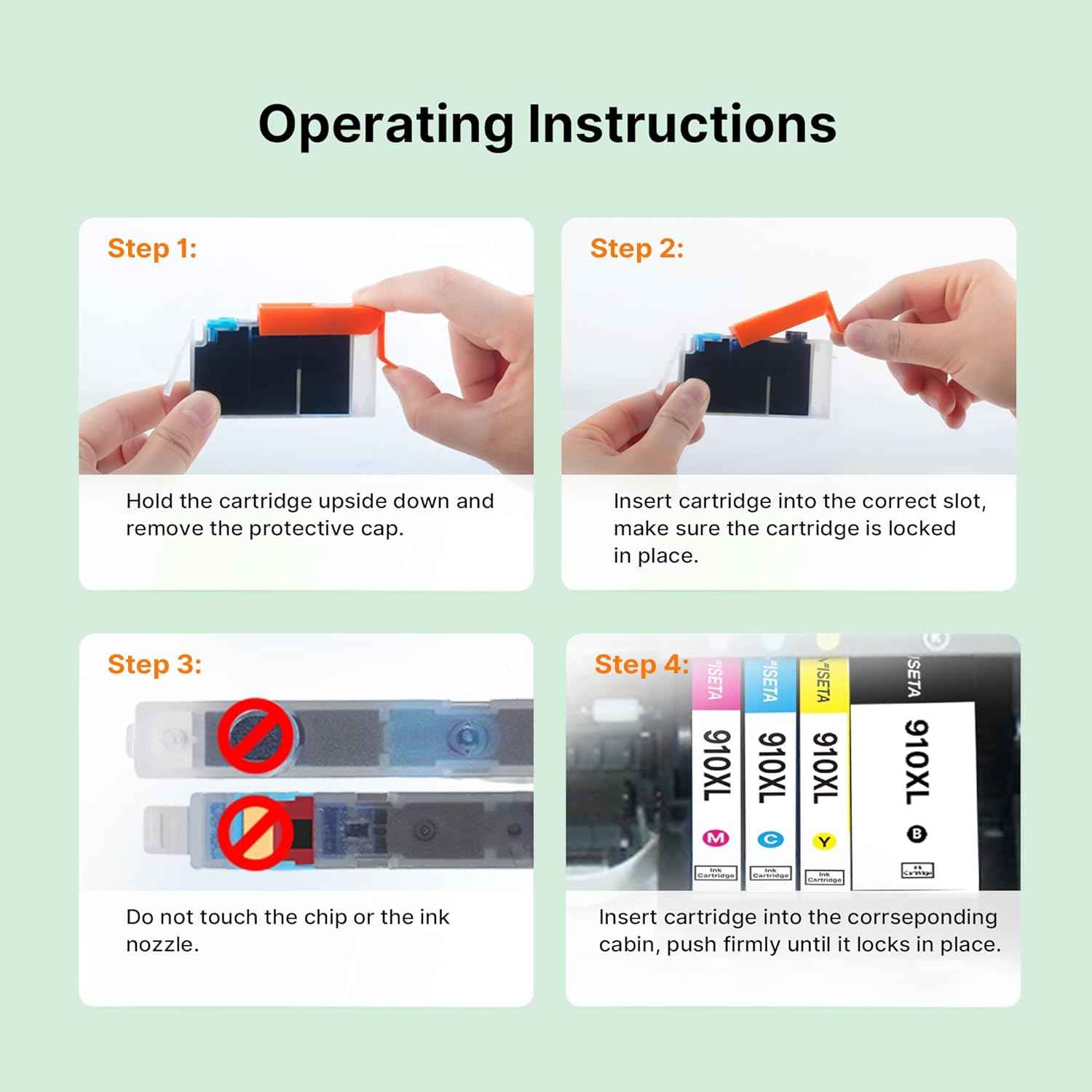 910XL Ink Cartridges for HP Printers Black Cyan Magenta Yellow (4-Pack) Replacement for HP 910XL Ink Cartridges Combo Pack Works with OfficeJet 8010 8020 Series OfficeJet Pro 8020, 8030 Series 3JB41AN