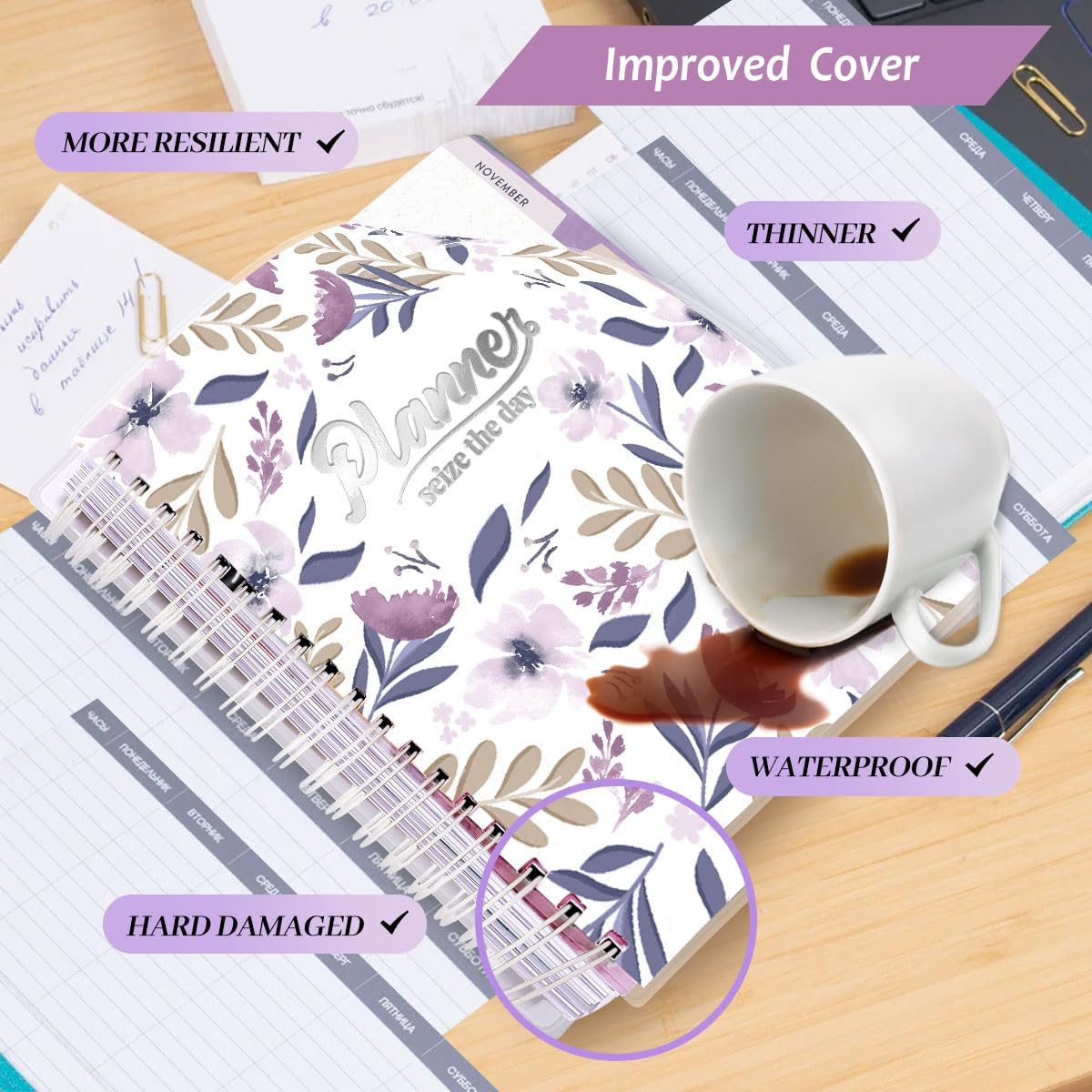 Planner 2025-2026, 18 Months Large Academic Daily Weekly Monthly Planner Organizer, July. 2025 - Dec. 2026, 8.5x9.8" Agenda with Page Tabs, Separator Page, Pocket Folder, Bookmark, Stickers & Sticky Note Set