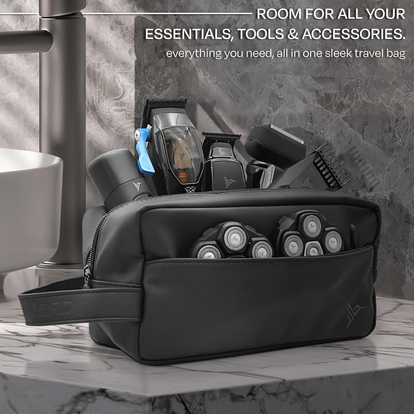 HUMMINGBIRD JetPack Toiletry Bag for Men, Premium Mens Travel Bag, Toiletry Organizer Dopp Kit, Water Resistant Shaving Bag for Toiletries and Accessories, Bathroom Organizer for Travel Essentials