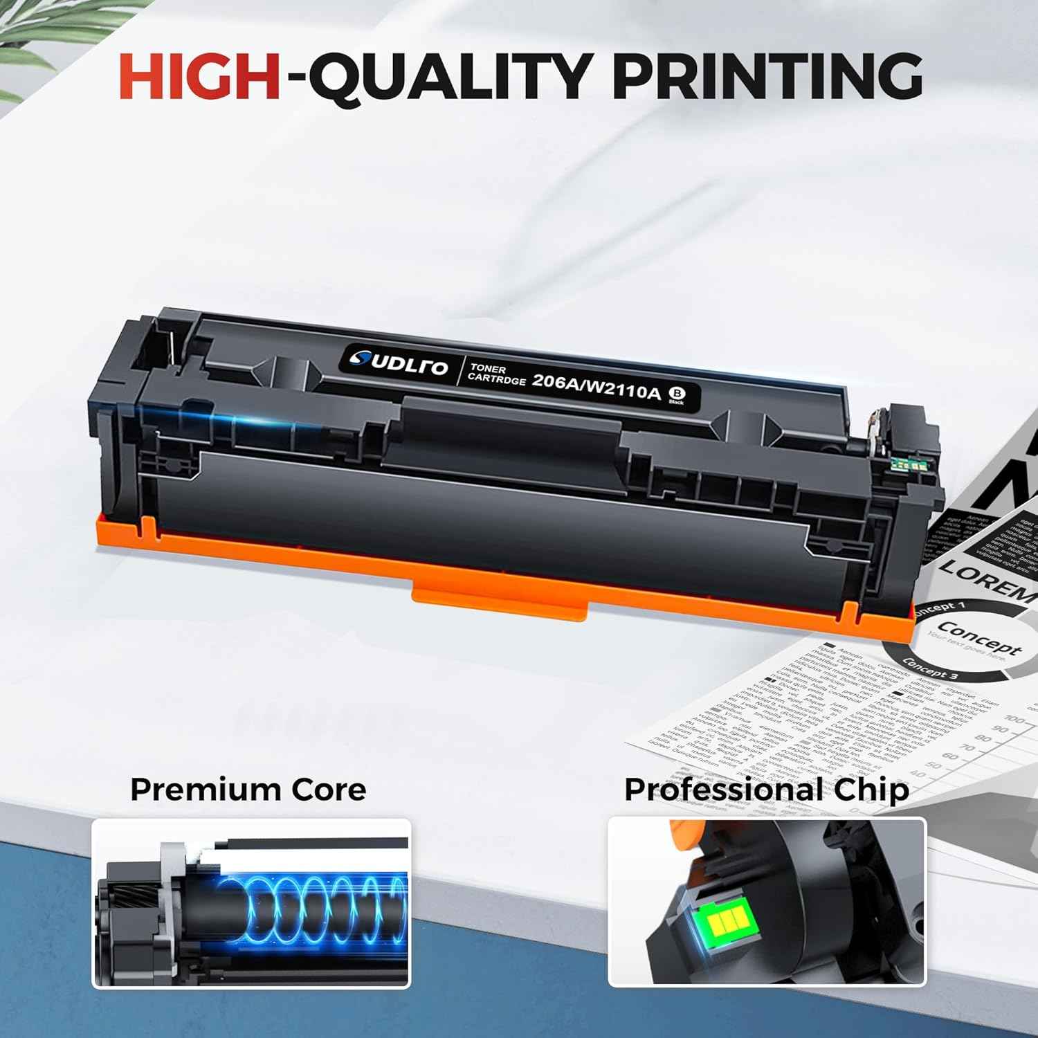206A Toner Replacement for HP 206A Toner Cartridges 4 Pack - 206X Toner Compatible with HP Color Laserjet MFP M283fdw Toner Cartridges M283cdw M283fdn M282nw , Pro M255dw M283 Printer Ink W2110A 206A