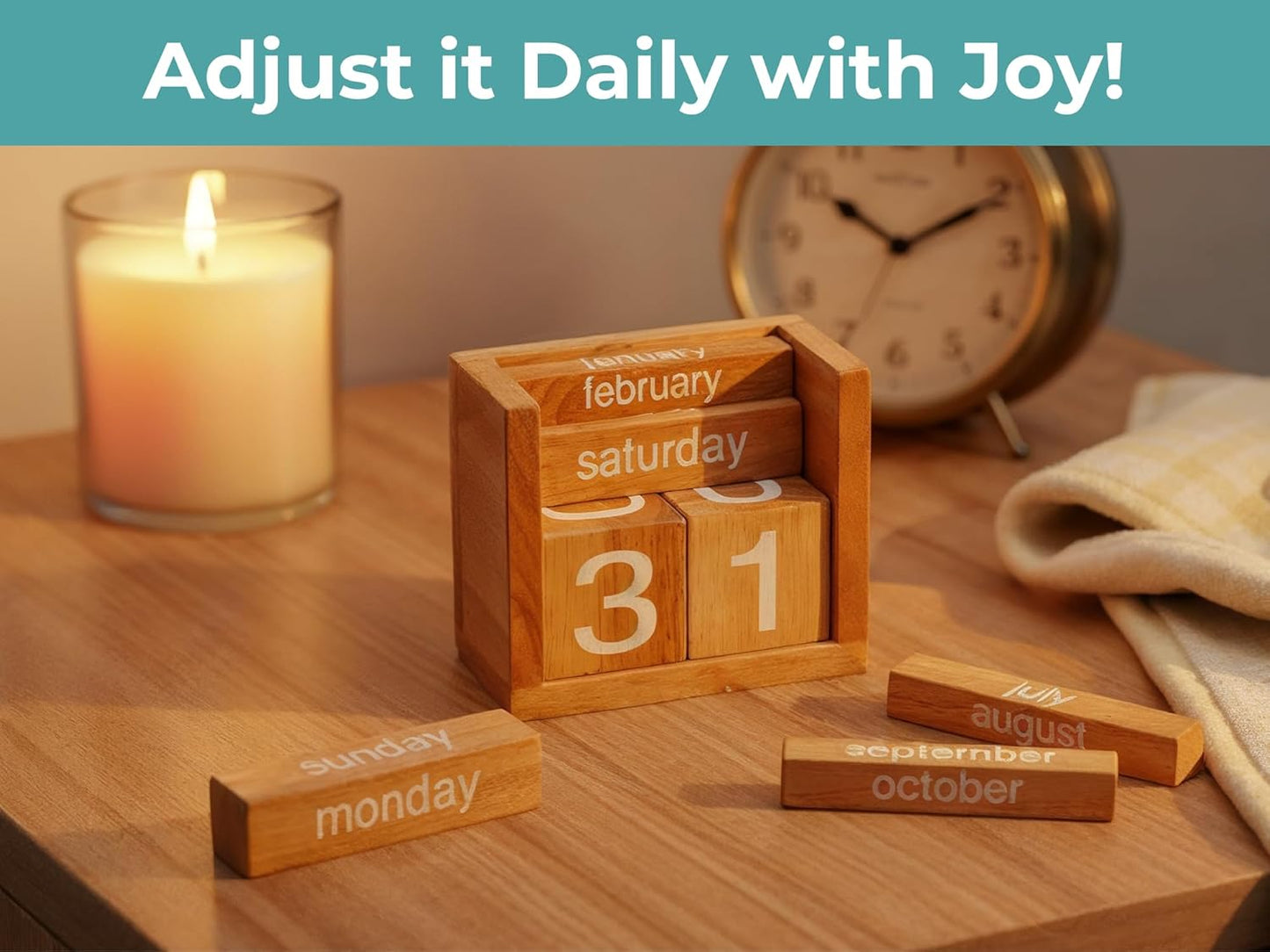 BSIRI Desk Calendar Decor Perpetual Gifts Dad Gifts Mom Office Block Kitchen Home Gifts Monthly Small Planner Family Birthday Calendar Tags Million Years Wood