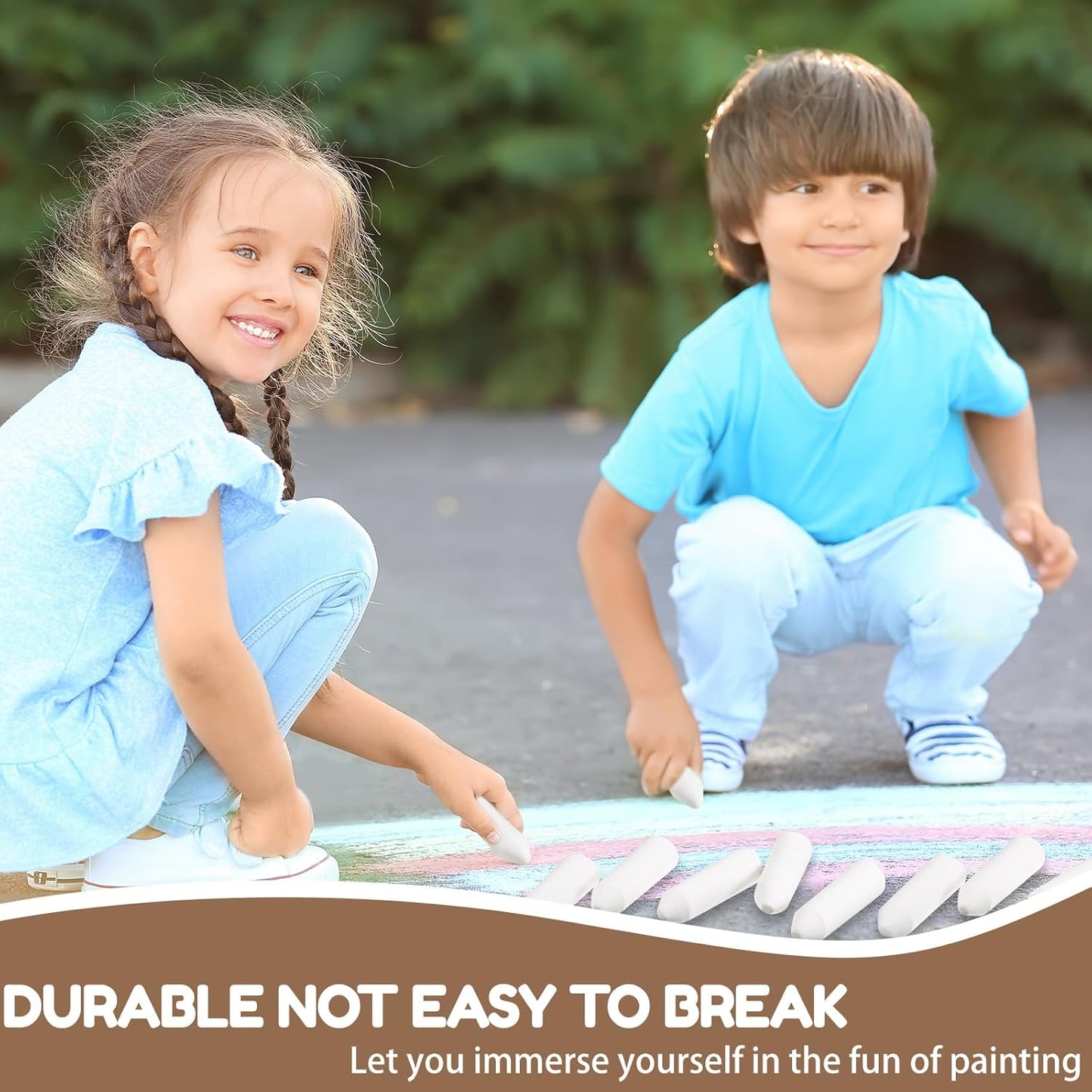 Fulmoon 40 Pcs Jumbo Sidewalk Chalk for Kids Outdoor Art Non Toxic Large Washable Street Chalk for Adults Drawing Painting Classroom(White,Sharp Style)