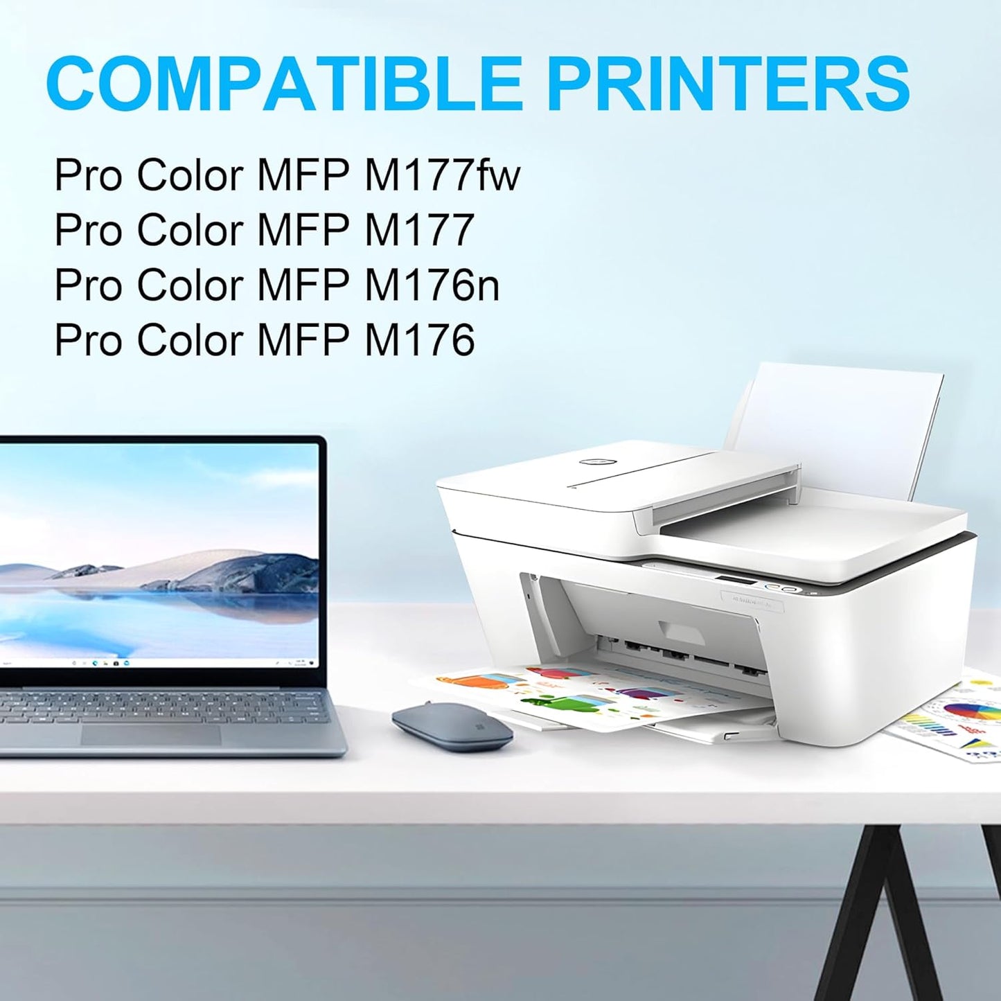 130A Toner Cartridge 4 Pack(with Chip) Remanufactured Compatible for 130A Toner Cartridge CF350A CF351A CF352A CF353A for Pro Color MFP M177fw M176n M177 M176 Printer(Black, Cyan, Magenta, Yellow)