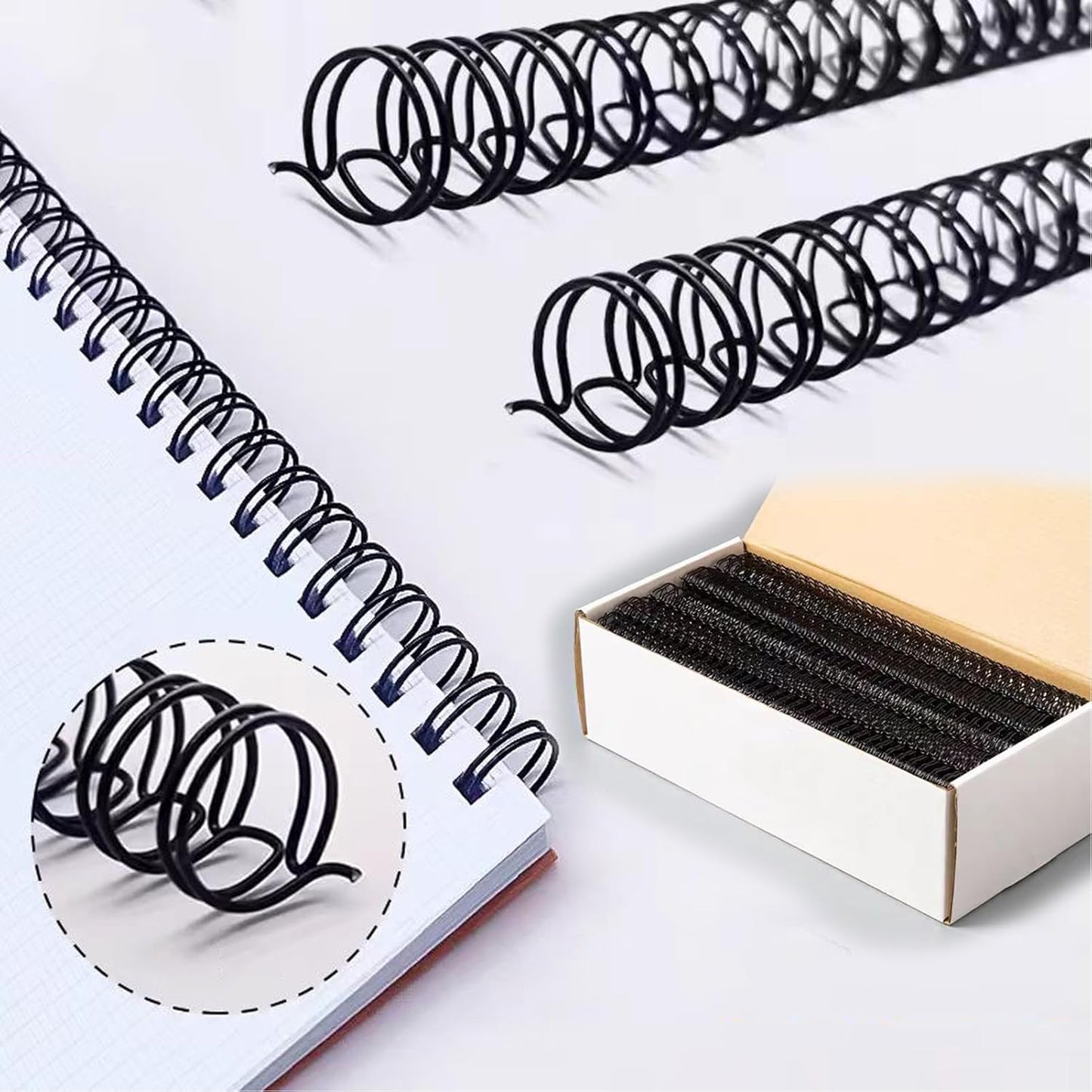 100 Pack Double Loop Wire Binding Spines, YolieraArt Wire Binding Spines, 7/16 Inch Binding Wire for Letter Size (80 Sheet Capacity, 100P, 3:1 Pitch, Black)