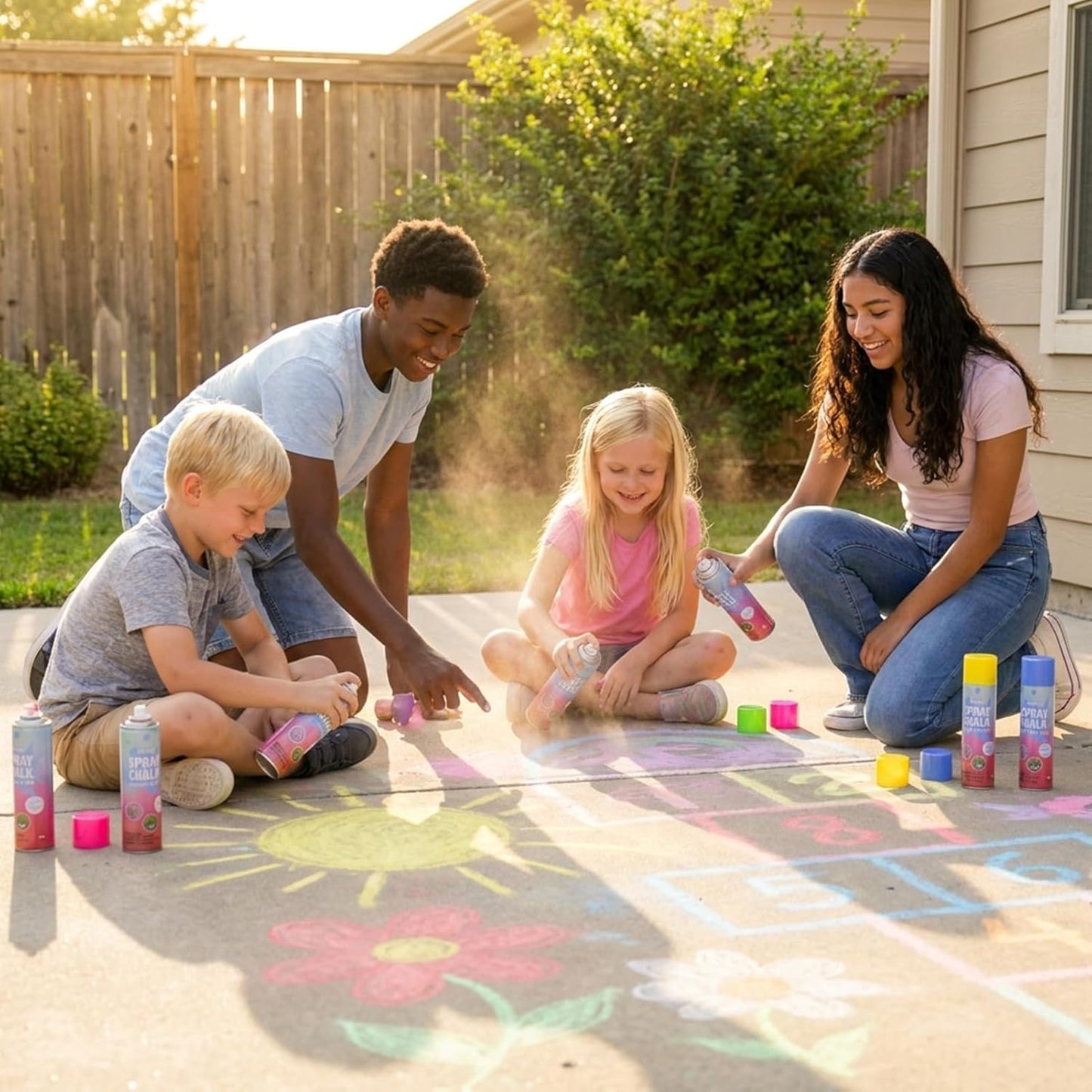 Boley Spray Chalk – 8 Pack Washable Chalk Spray Paint, 7 oz Each, Non-Toxic, Vibrant Outdoor Colors for Pavement, Grass, Sand & Snow – Fun Gift for Teens & Families, Ages 14+