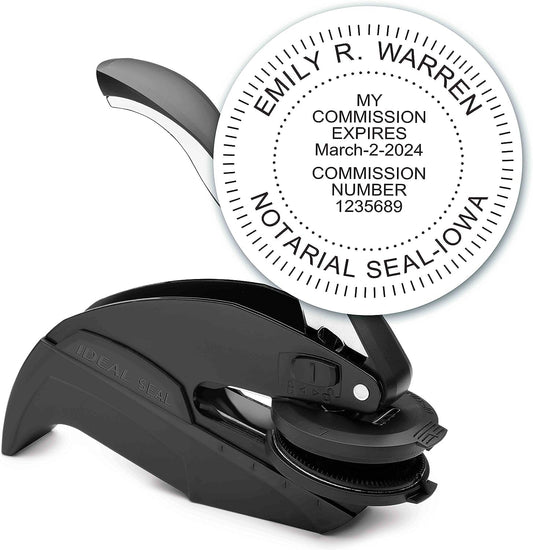 MaxMark Notary Seal Round Embosser for Iowa State - Includes Gold Burst Seal Labels (50 Count)
