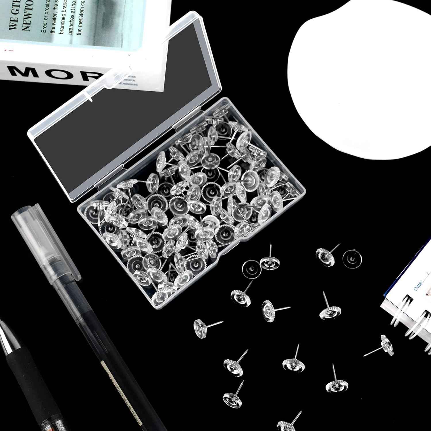 Clear Thumb Tacks for Wall Hangings Plastic Clear Push Pins 150 Count for Cork Board Flat Head Thumb Tacks for Bulletin Board Posters Photos Postcards Maps Office Home Decorative(150), XBH