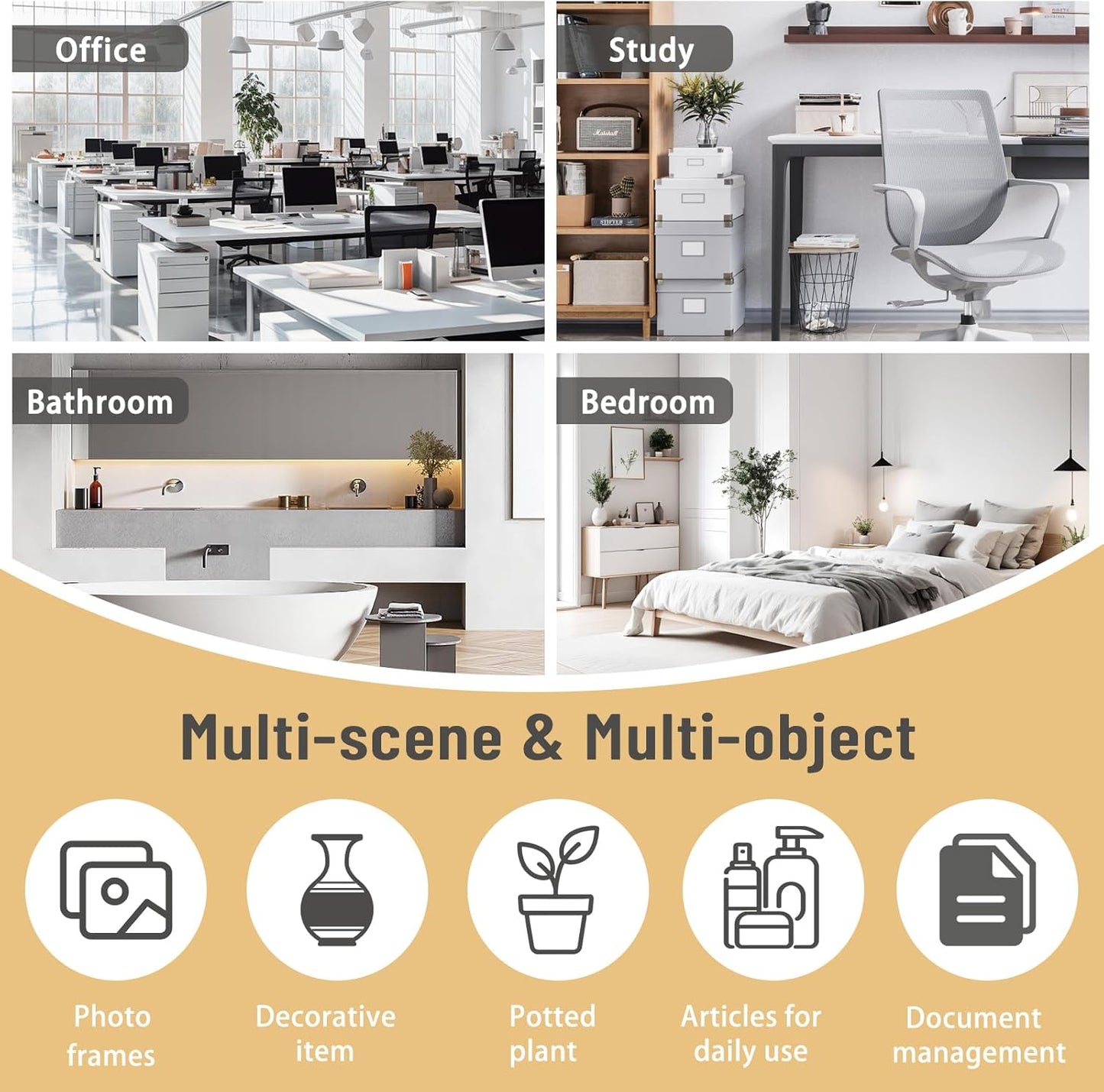 YIGANG Desk Shelf Organizer, 3-Tier Desktop Bookshelf for Computer Desk, Small Tabletop Hutch Storage Rack, Wood Office Supplies Organizer for Dorm, Home & Student (29 Inch Wide)，White