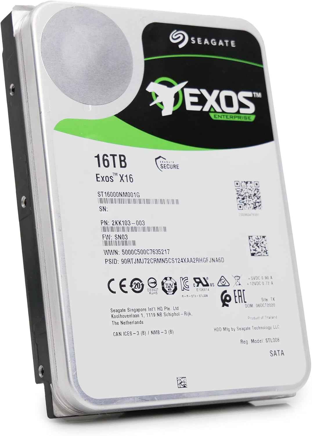 Seagate 16TB HDD Exos X16 7200 RPM 512e/4Kn SATA 6Gb/s 256MB Cache 3.5-Inch Enterprise Hard Drive (ST16000NM001G) (Renewed)