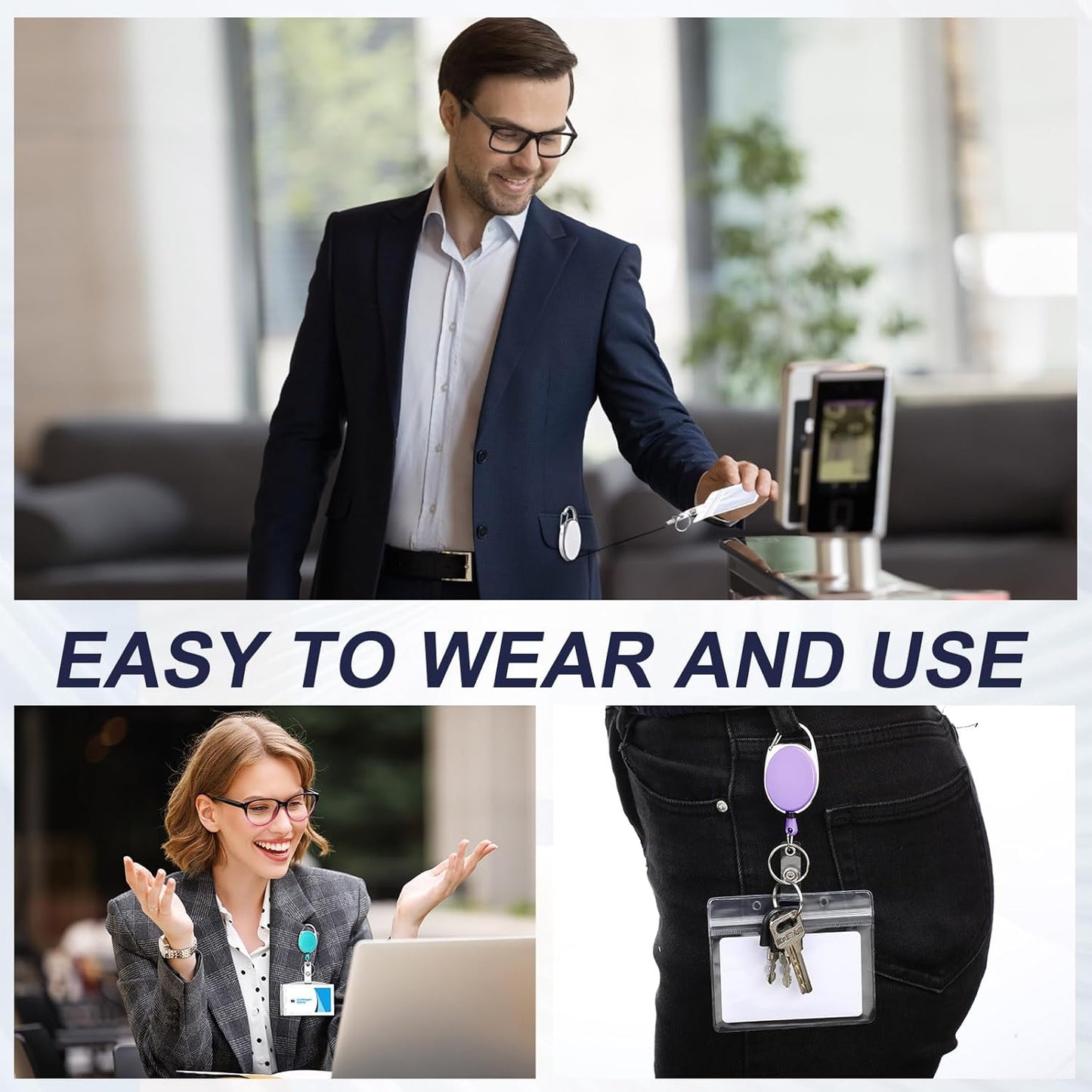 Laumoi 80 Packs Retractable ID Badge Holder Badge Reel with Belt Clip and Key Ring, Name ID Badge Clips Keychain for Office Worker Doctor Nurse Employee (Colorful)