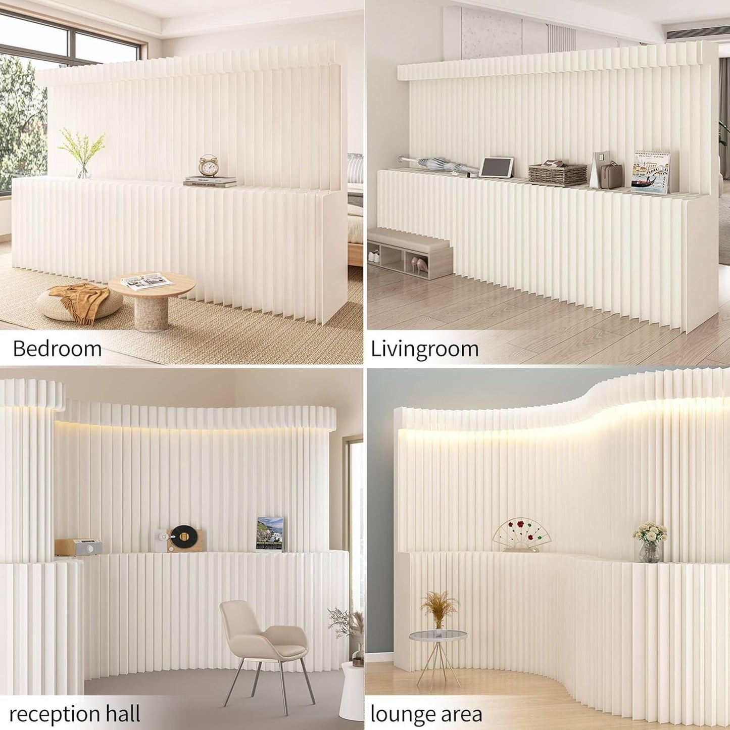 Paper Room Divider with Shelves Folding Room Divider Portable Room Partition Foldable Temporary Wall Retractable Folding Screen for Home, Office, Studio, Exhibition