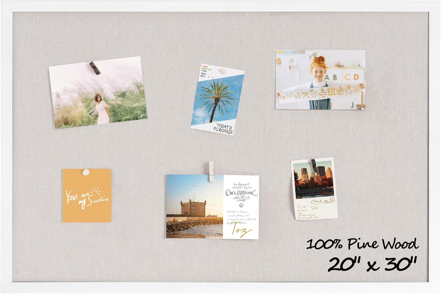 Fun Memories Cork Board Bulletin Board for Office, 20" x 30" Pine Wooden Framed Corkboard, Wall Mounted Notice Pin Board for School Home & Office, White - Lumora Desk