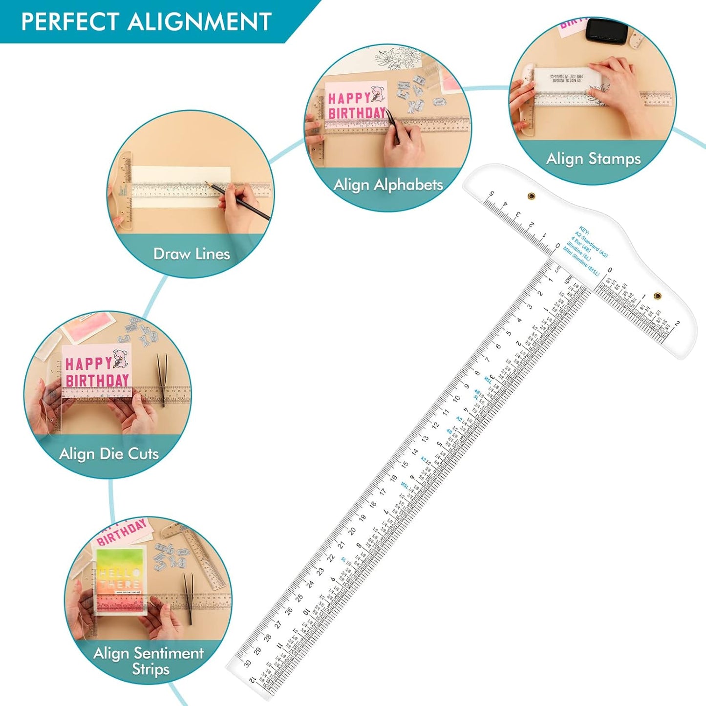 CYFUN DESIGN 12" 6" Acrylic T-Square Ruler Precision Marking T Square Ruler, 3 Pack, Transparent, T Ruler, for Crafting Drafting and General Layout Work Art Framing & Drafting Scrapbooking Crafting