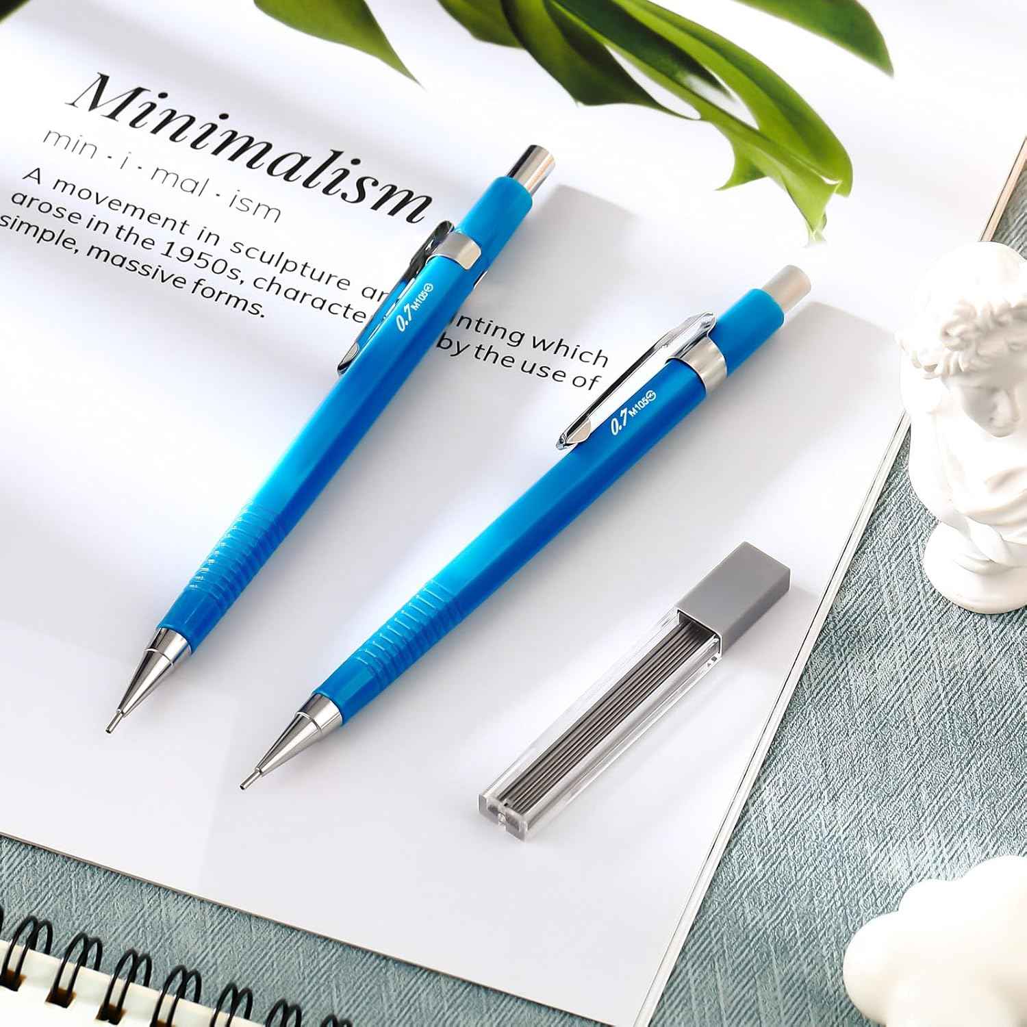 Gueevin 24 Pcs Mechanical Pencil Metal Penpoint Mechanical Pencil Retractable Automatic Drafting Pencils Refills for Writing Drawing Signature (0.7mm,Blue)