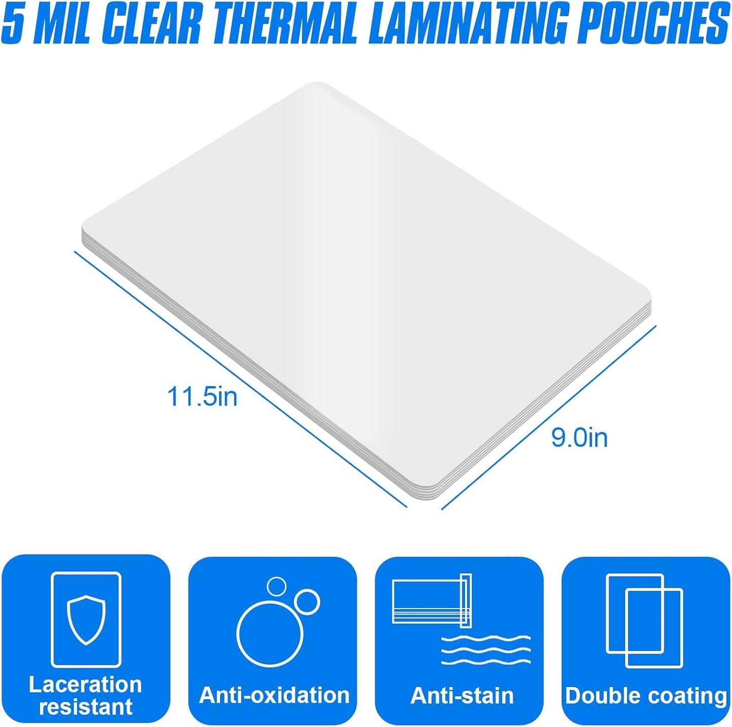 HERKKA 200 Pack Laminating Sheets, Holds 8.5 x 11 Inch Sheets, 5 Mil Clear Thermal Laminating Pouches 9 x 11.5 Inch Lamination Sheet Paper for Laminator, Round Corner Letter Size