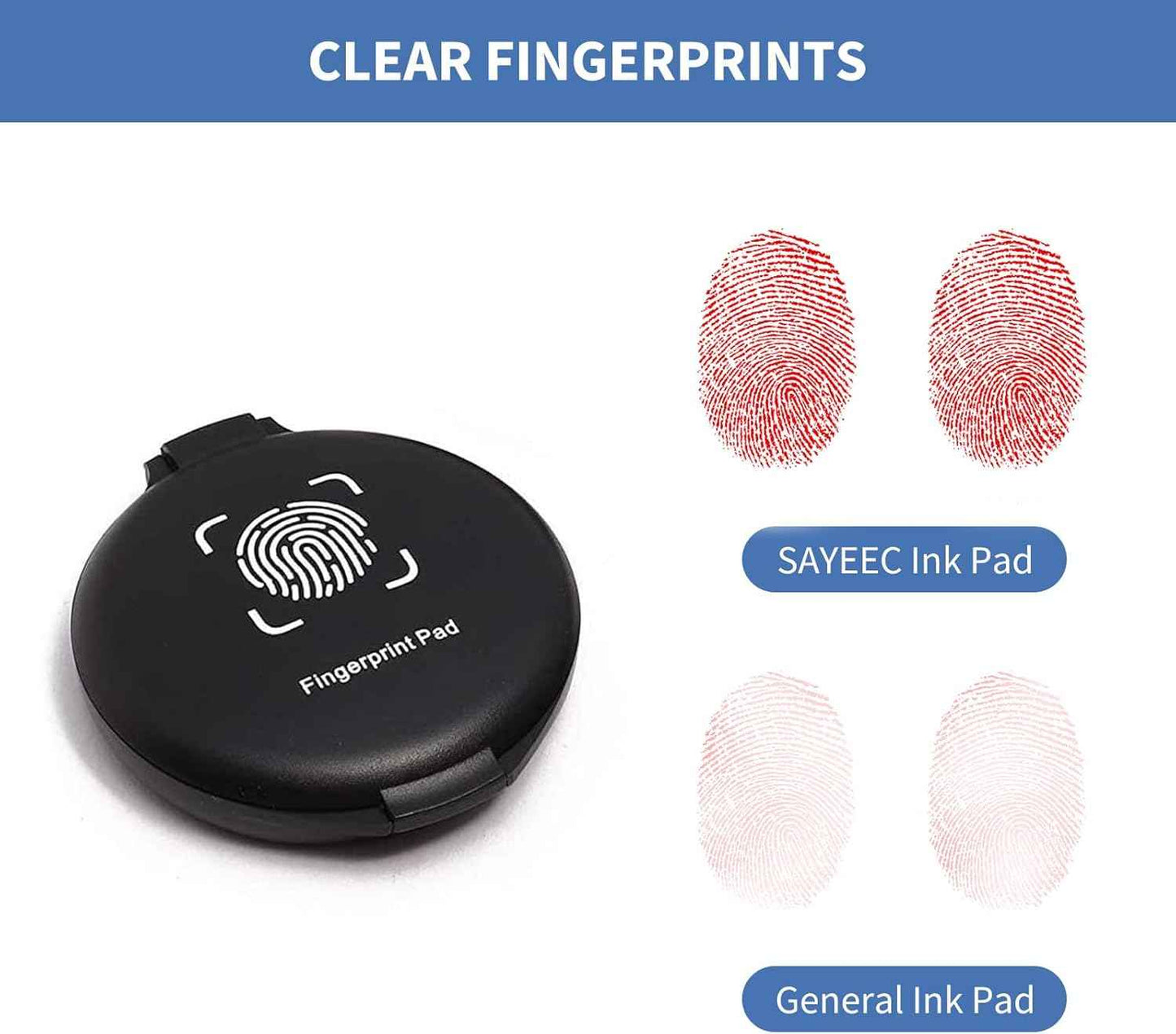SAYEEC Fingerprint Ink Pad Thumbprint Ink Pad for Office Notary Supplies Identification Security ID Fingerprint Cards Law Enforcement Fingerprint Kit Thumb Print Ink Pad Stamp Pad (Red-2 Pack)
