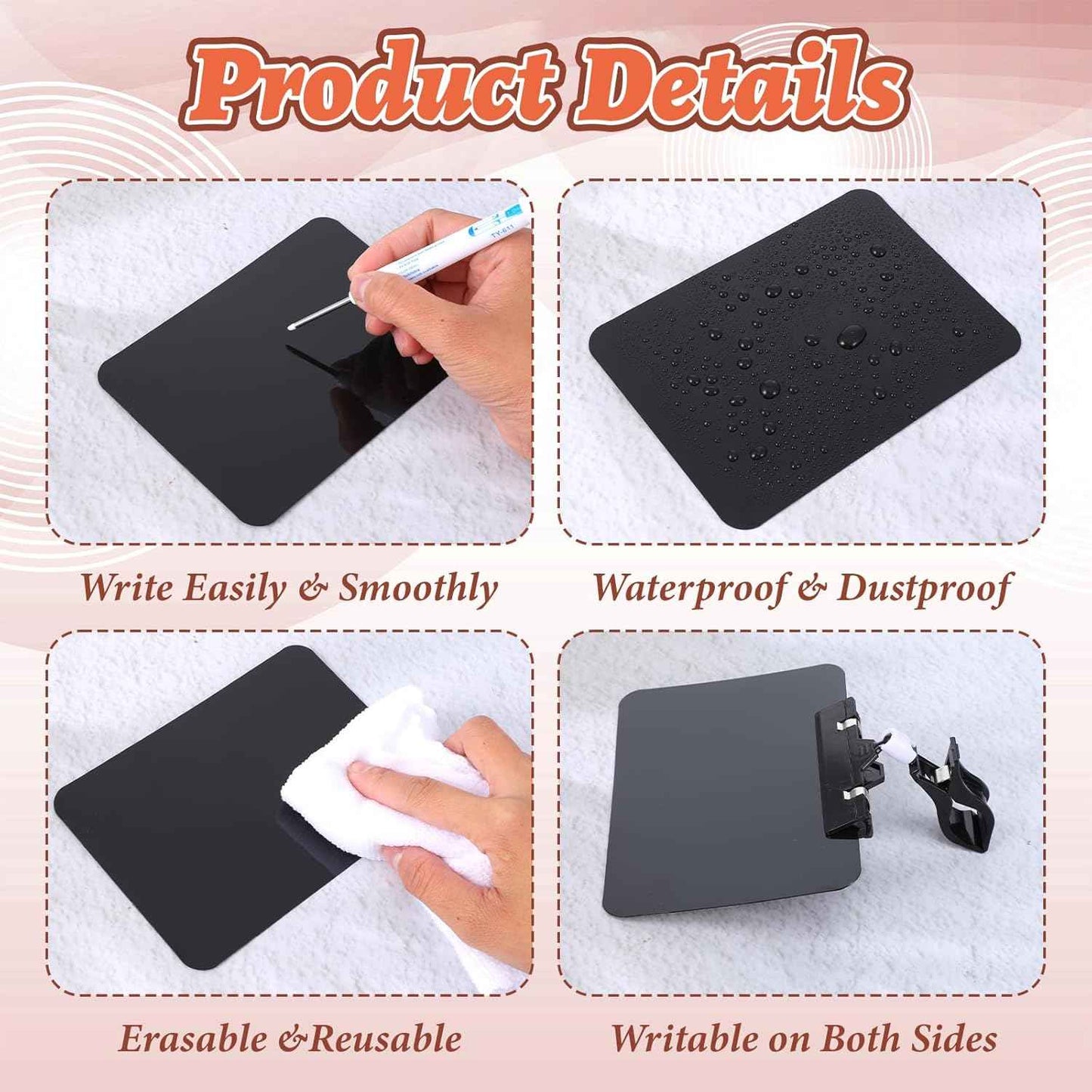 24 Pcs Black Mini Plastic Chalkboard Sign with Clip, Double Head Rotating Display Price Tags Merchandise Sign Clip Holder for Business Retail Food Clothing Rack Shelf Basket Sign Display