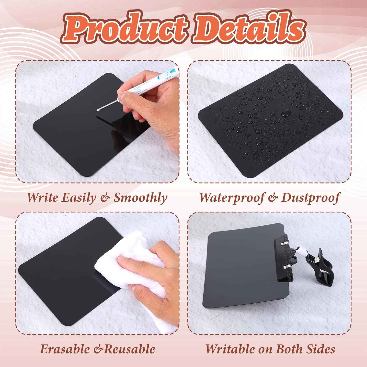 24 Pcs Black Mini Plastic Chalkboard Sign with Clip, Double Head Rotating Display Price Tags Merchandise Sign Clip Holder for Business Retail Food Clothing Rack Shelf Basket Sign Display