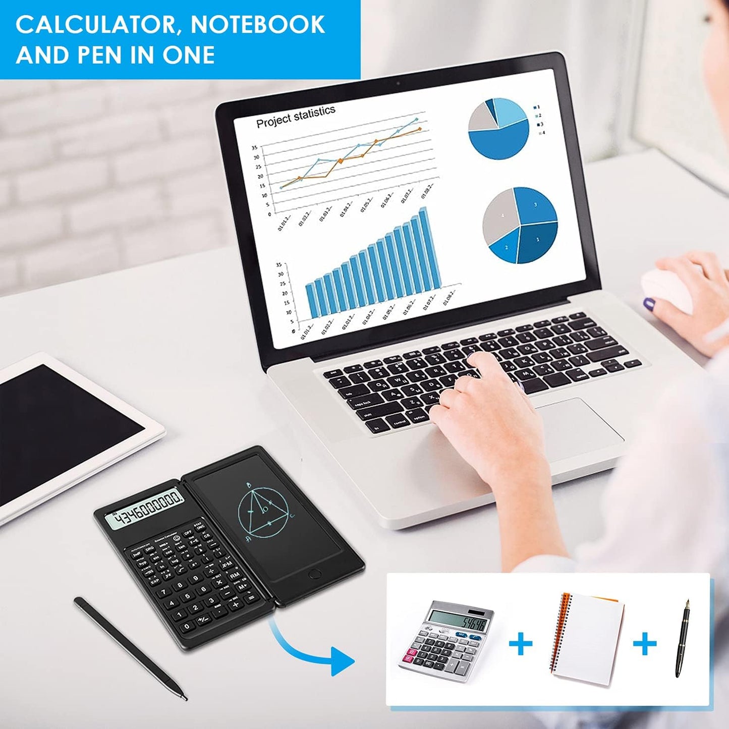 Scientific Calculators for Students, 10-Digit Large Screen, Math Calculator with Notepad, Classroom Must Haves for Middle High School Supplies & College (Black)