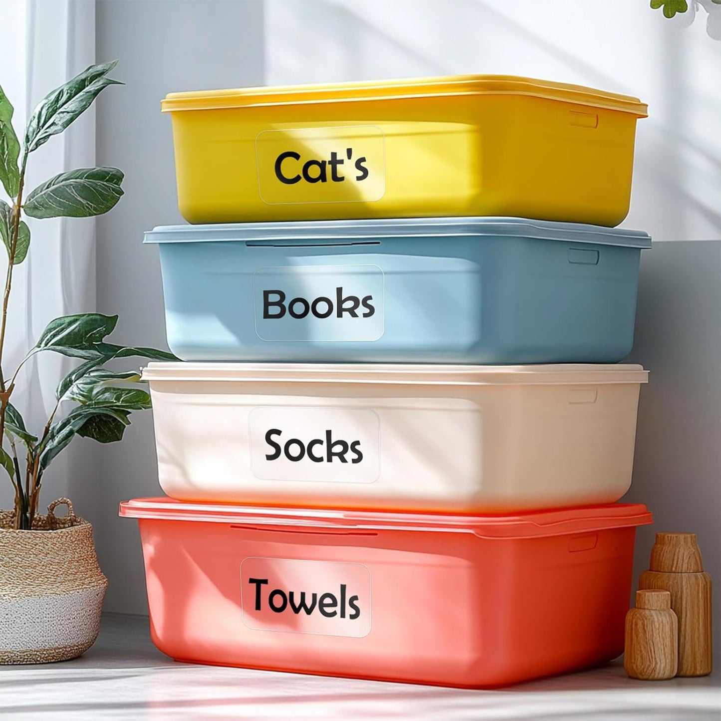 100Pcs Clear Large Labels for Storage Bins,6x4 Inch Removable Labels,Large Labels for Blank Box,Strong Adhesive Tear Resistant No Residue Blank Labels (Trasparent)