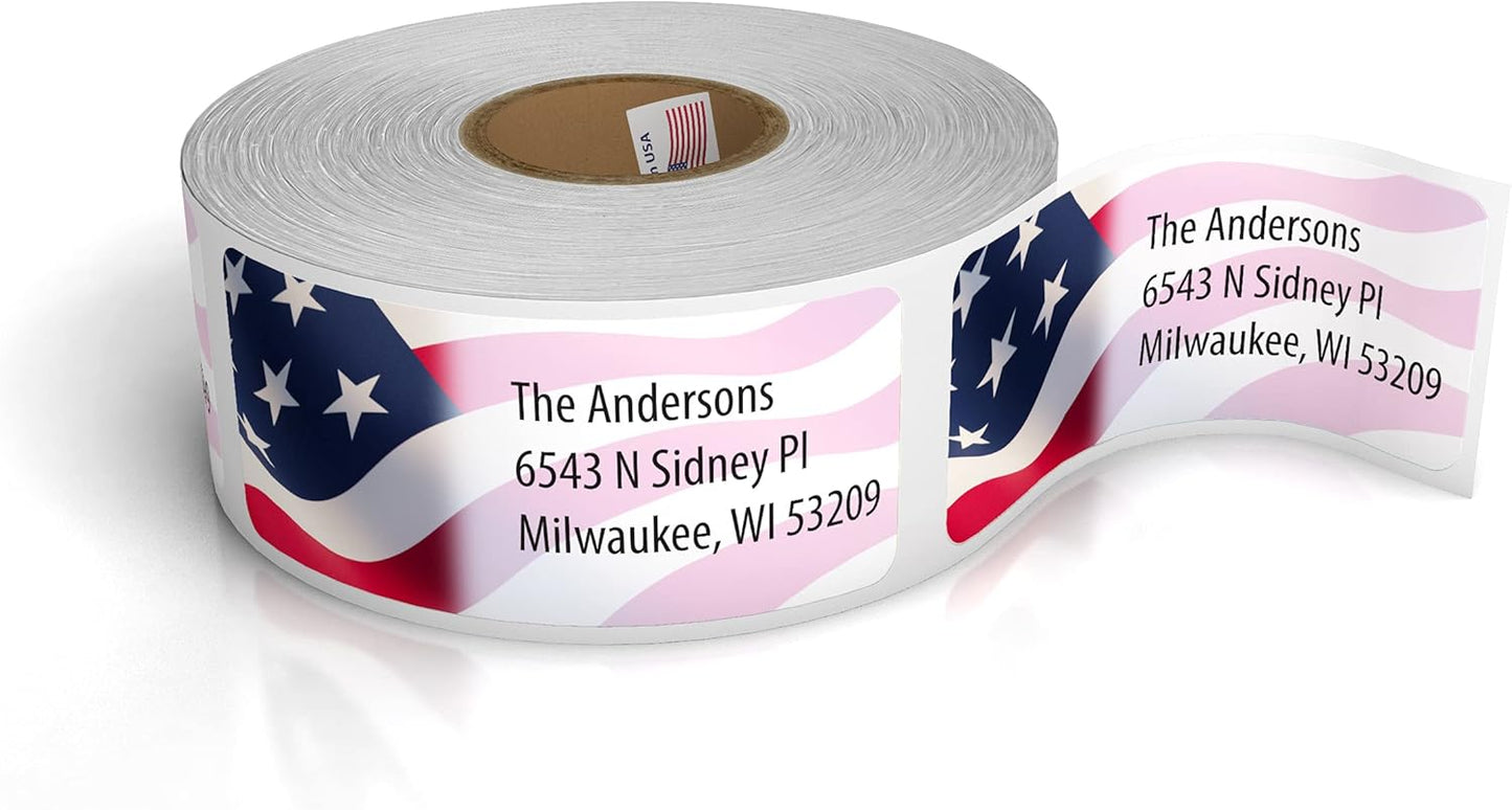 Customized Personalized Address Labels - Made in The USA by Kenco (500 Labels, American Flag) - Lumora Desk