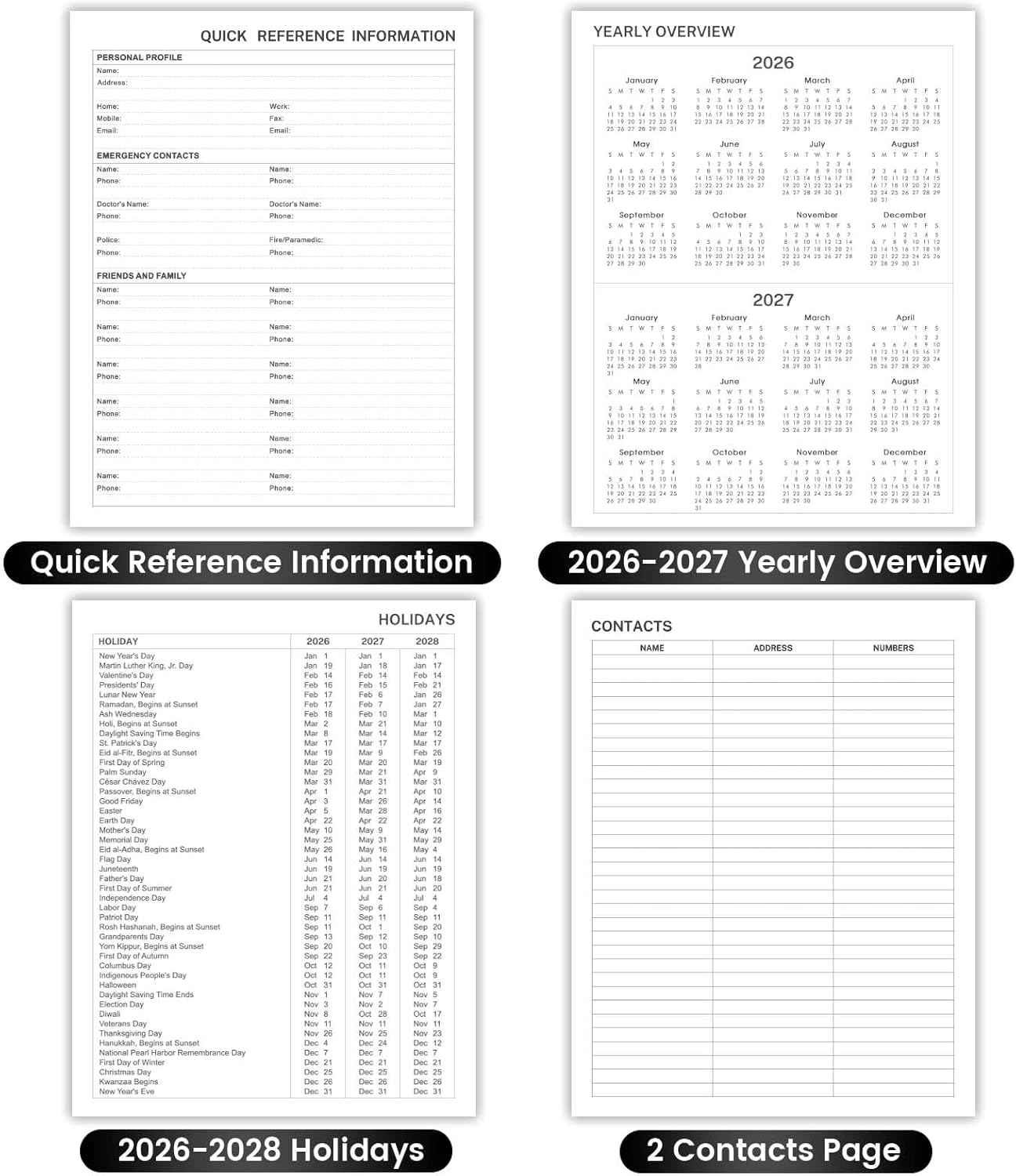 2026-2027 Planner - Weekly Monthly Planner 2026-2027, 8" x 10", JUL.2026 - JUN. 2027, Academic Calendar with Weekly Note Page, Hardcover, Pen Loop, Elastic Band, Inner Pocket