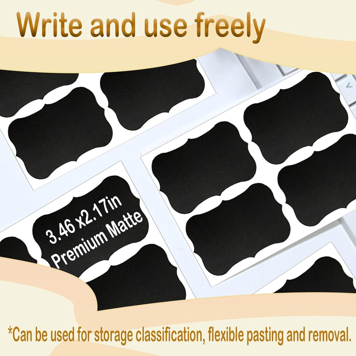 180PCS Chalkboard Labels-3.4" x 2.1" Large Size Reusable Blackboard Stickers with 1 Liquid Chalk Markers for Mason Jars, Storage Bins,Craft Rooms,Food Containers and Pantry Storage