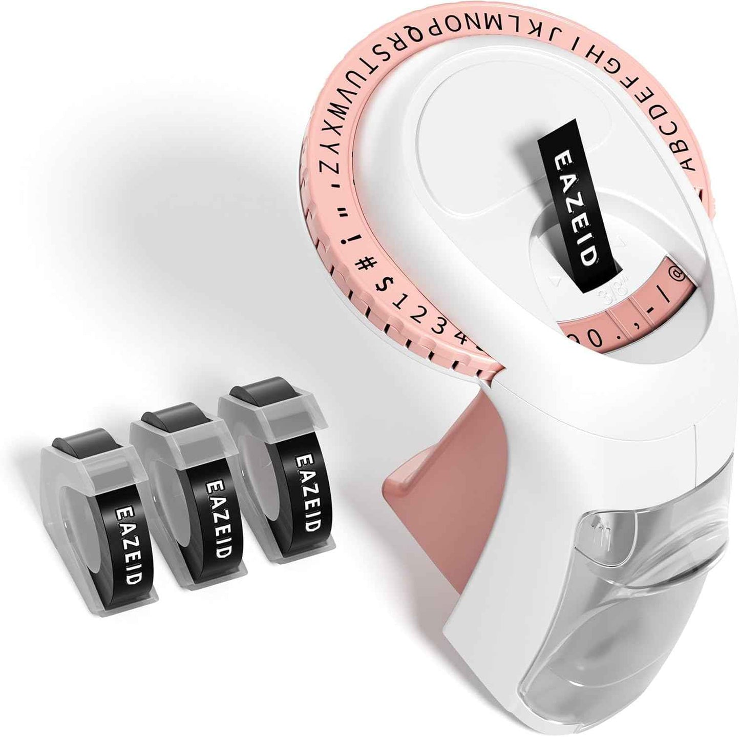 Embossing Label Maker Manual, Vintage Embossed Label Maker Pink, Retro Embosser Handheld Labeler with 3 Black Tapes 3/8Inch for DIY Scrapbooking, Kids Teachers Practical Gift, Home & Office Use