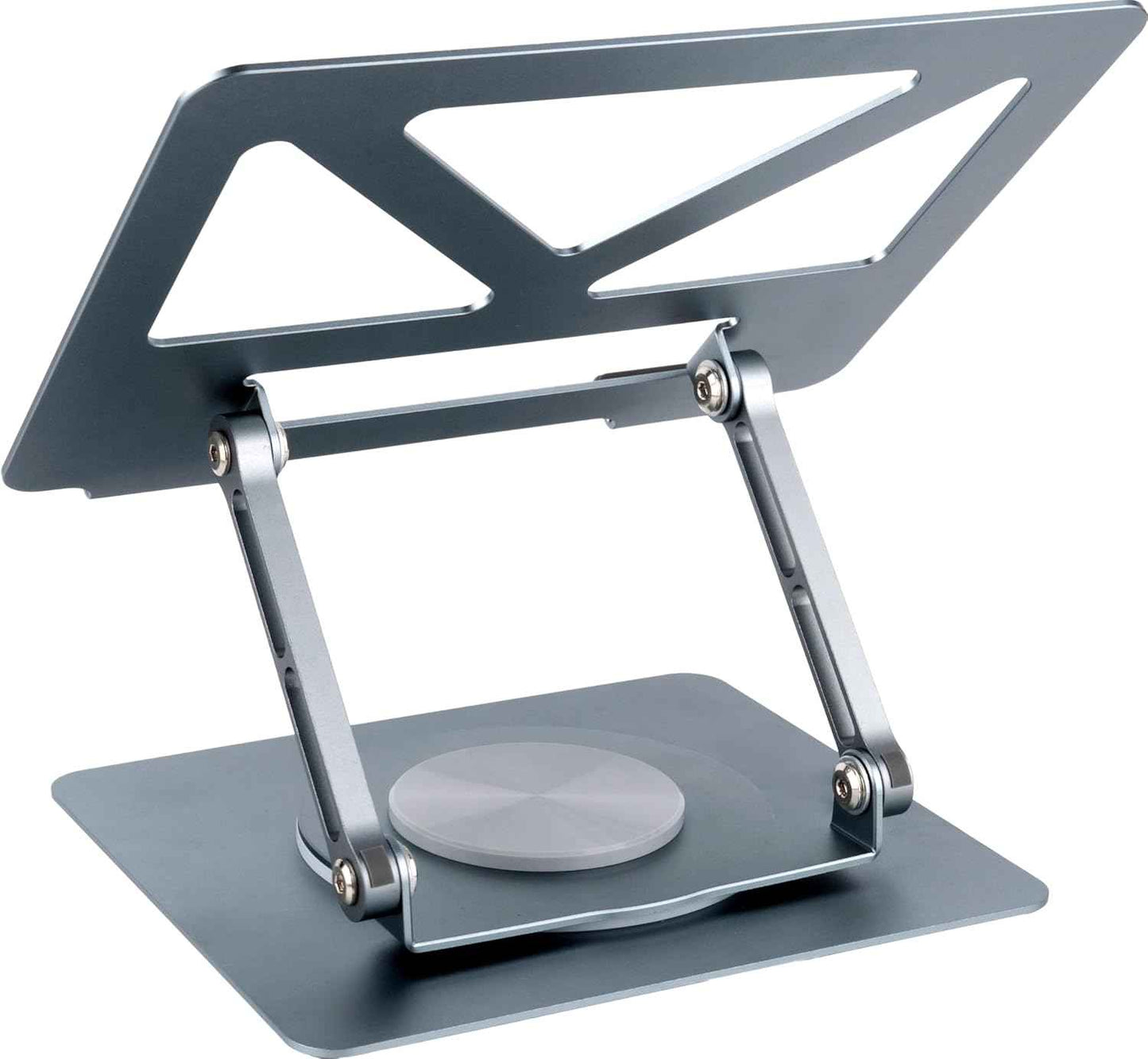 360 Rotating Aluminum Laptop Stand, Adjustable & Foldable Ergonomic Computer Stand, Compatible with MacBook, iPad, Dell, HP up to 16 Inches for Home & Office, Gray