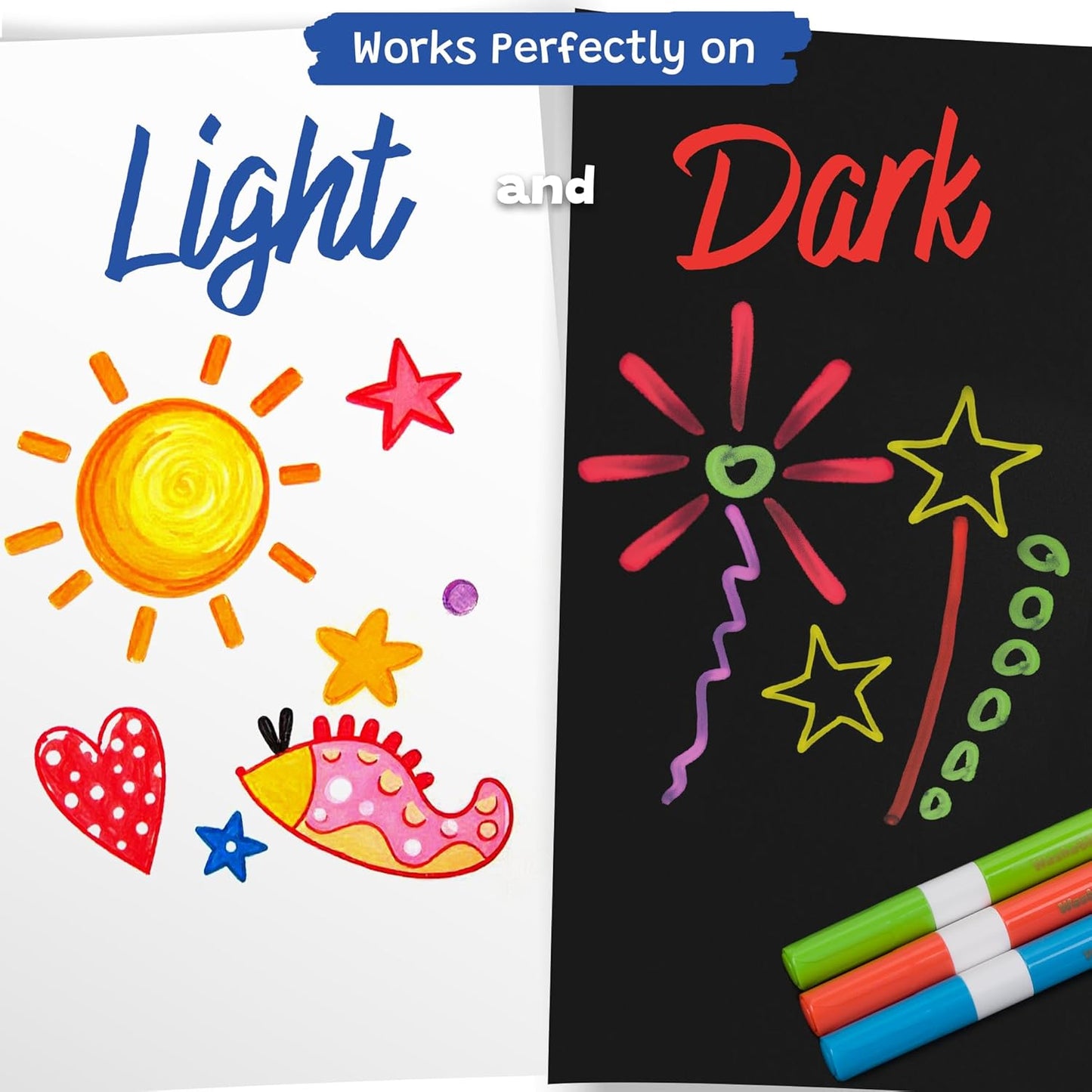The Pencil Grip Magic Stix Washable Acrylic Markers for Kids and Teens, 12 Non-Toxic Colors, Allergen-Free, Vibrant Paint Pens for Crafting and DIY