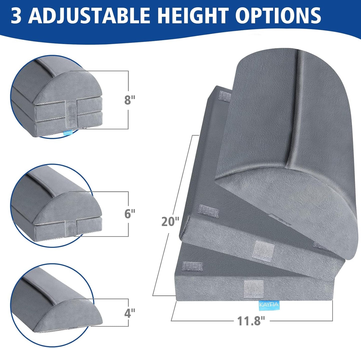 KAYFIA Foot Rest for Under Desk at Work XXL(20in) with 3 Adjustable Heights，Foot Stool with Supportive Gel Foam, Warmer Feet Pocket Footrest for Office Gaming Chair, for Leg Support -Gra