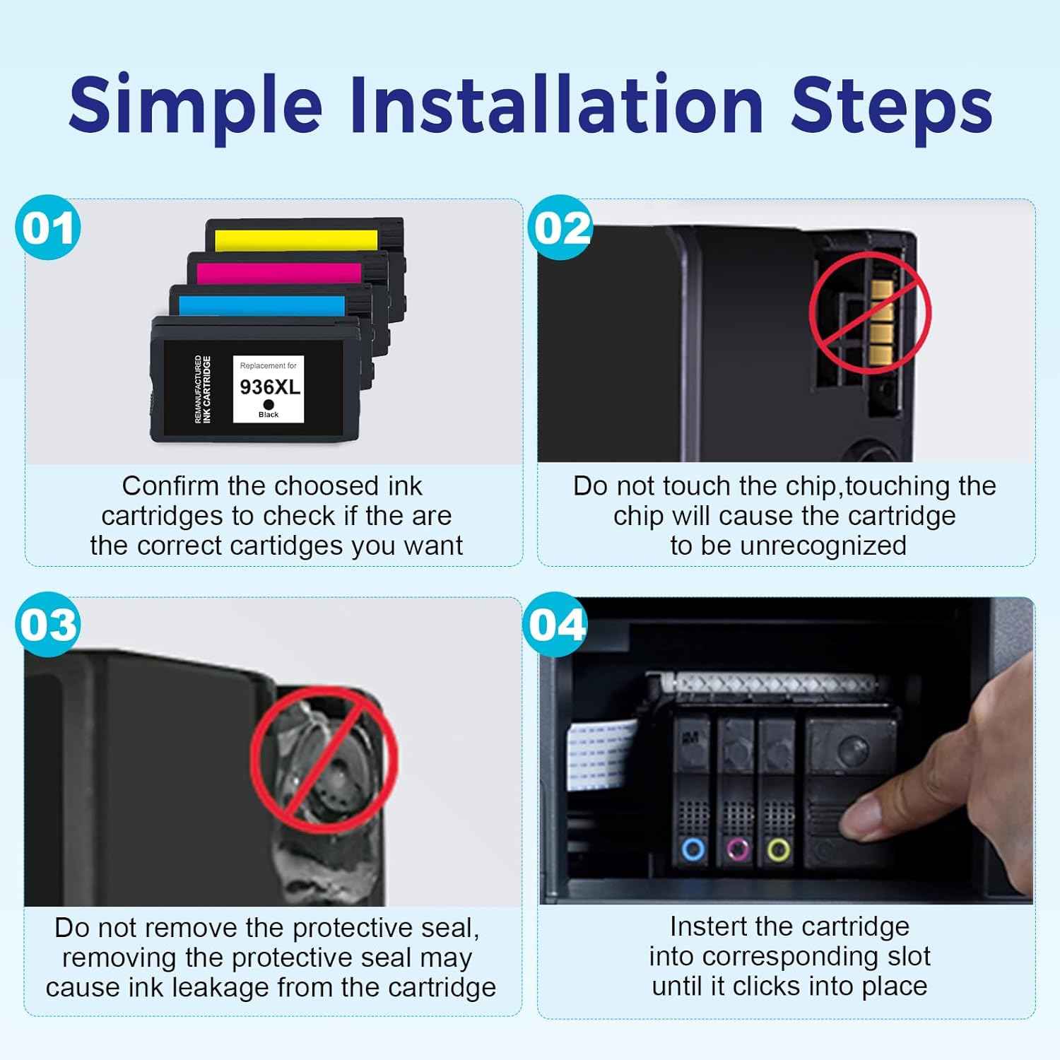 936e 936XL 936 Ink Cartridges Replacement for HP 936 Ink Cartridges Combo Pack for HP936 Ink Work with OfficeJet Pro 9125e 9120e 9730e 9130 9135e 9122e 9128e 9110b 9120b 9130b 9130e Printer (4-Pack)