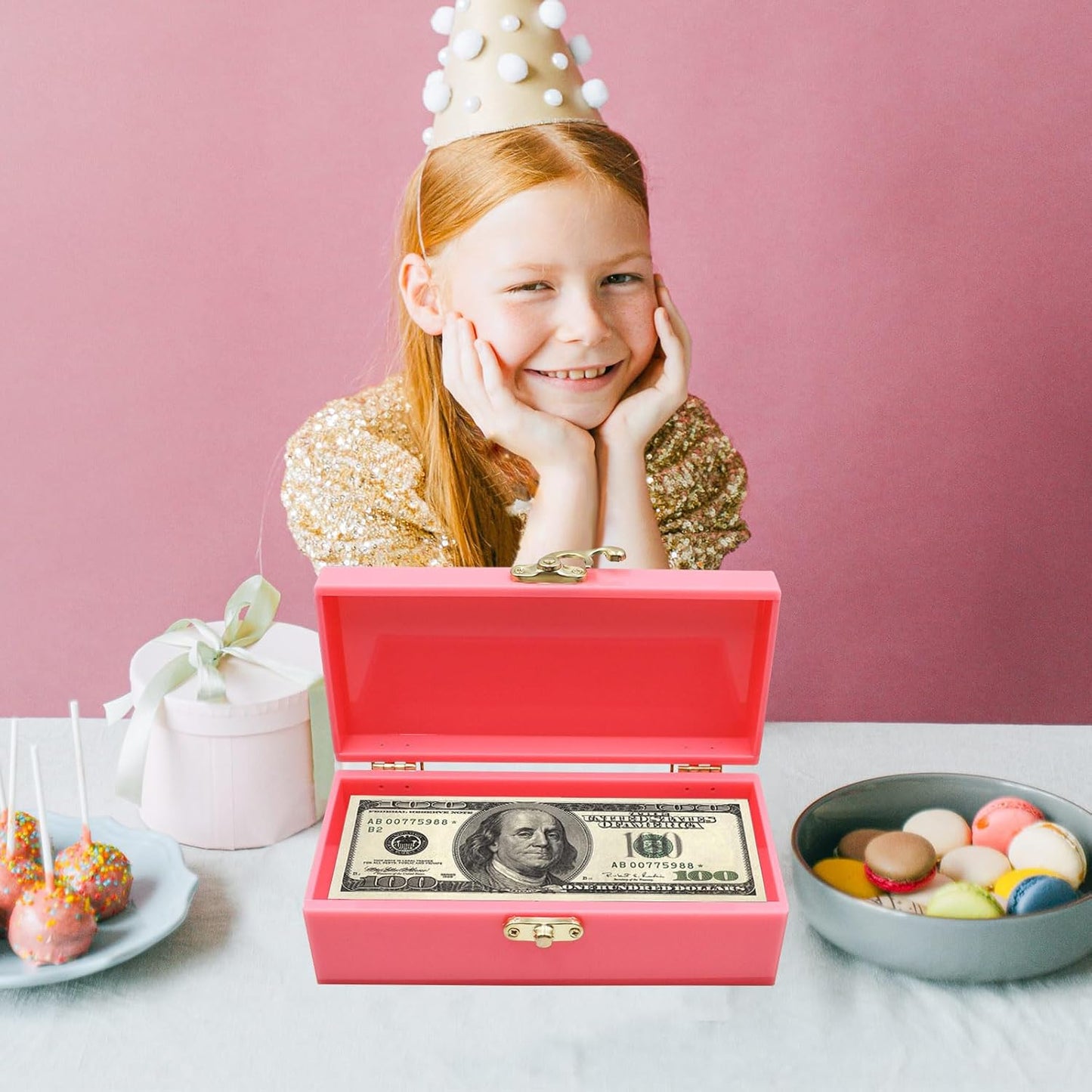 Dnoifne Acrylic Lockable Cash Box, Money Holder, Cash Organizer, Single Row Currency Tray, Money Storage Box