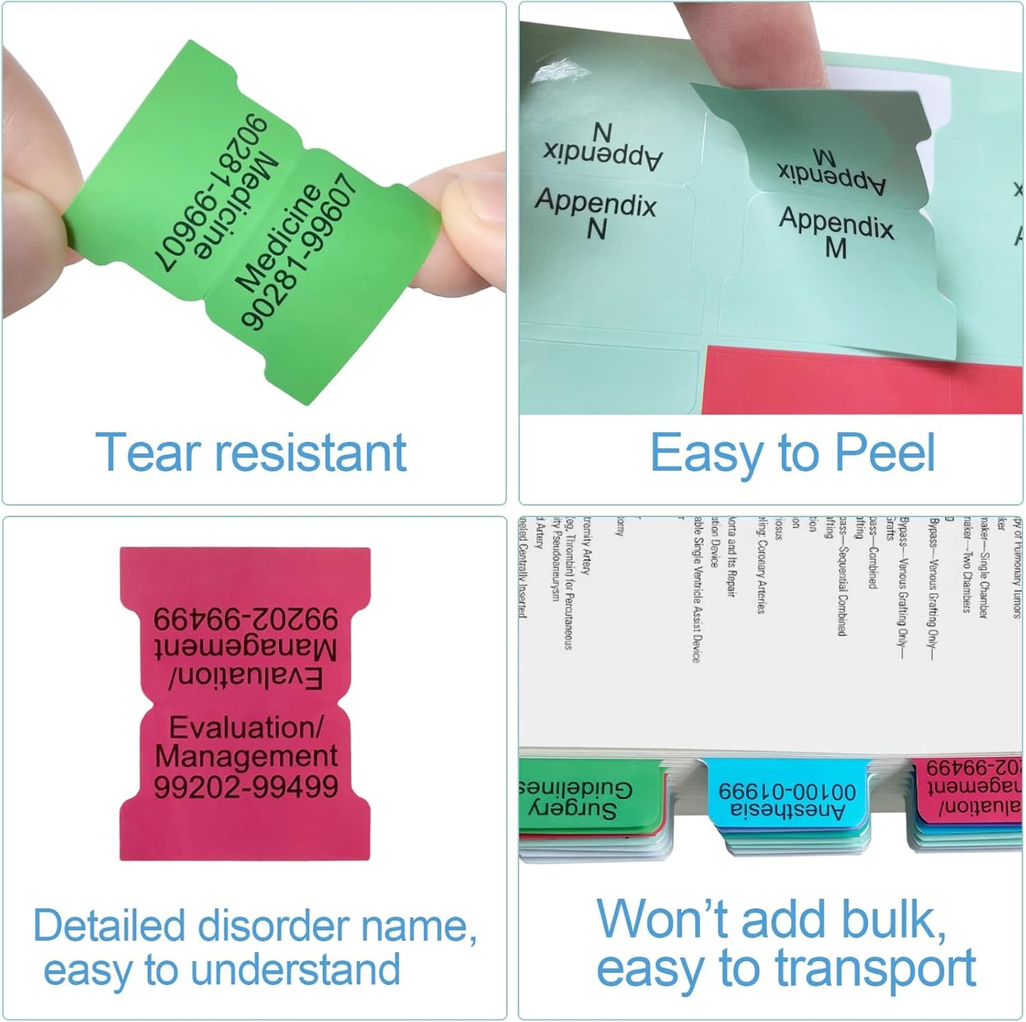 Upgraded Index tabs for AAPC Version 2025 ICD-10 -CM, 96 Book Tabs, Color-Coded with Alignment Card & Page Numbers Sheet & Bookmark, Laminated Durable, Book Not Included