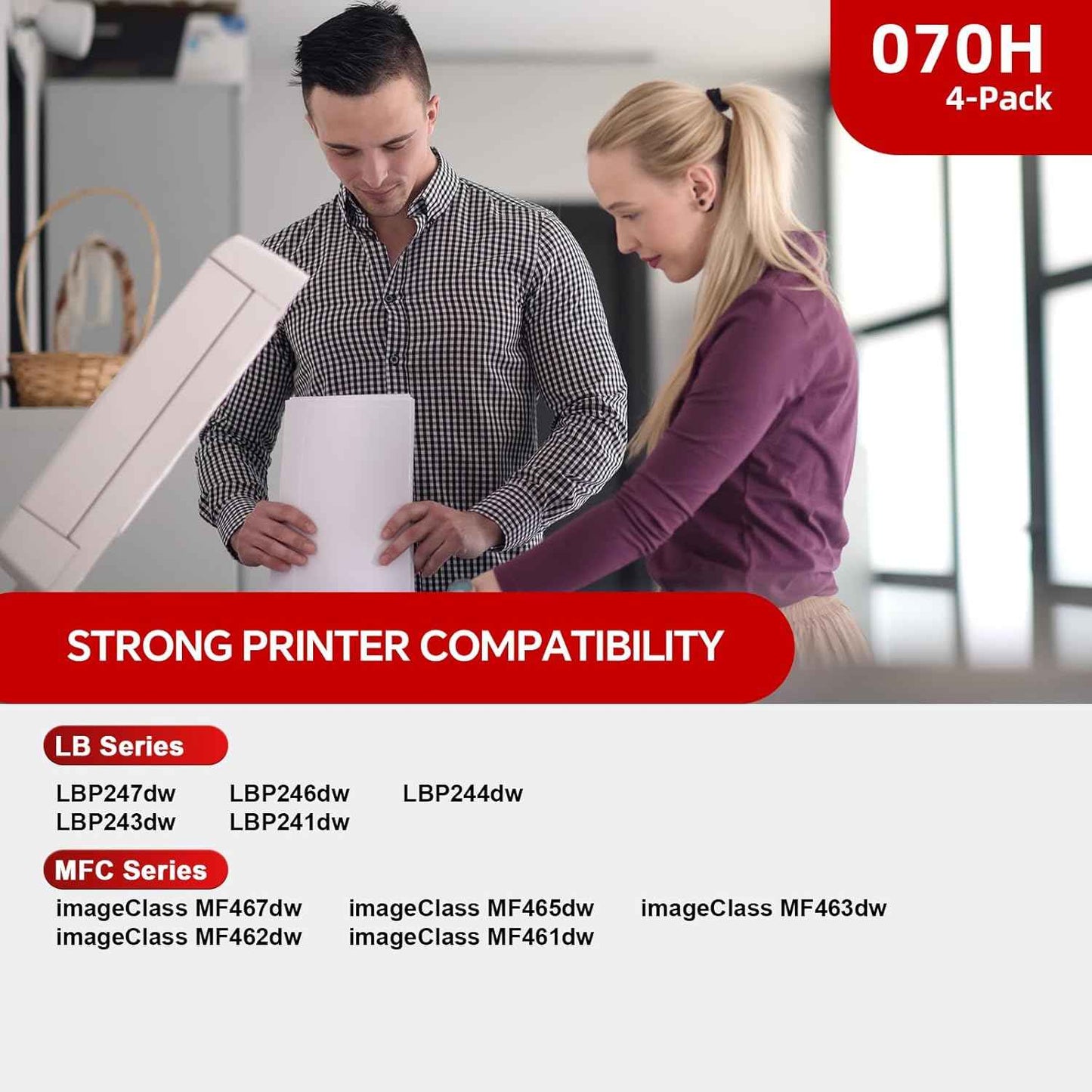 070H / 070 High Yield Toner Cartridge (4-Pack) Compatible Replacement for Canon 070H/070/CRG-070 Toner Cartridge with Canon imageCLASS MF465dw MF462dw LBP247dw LBP246dw Printers - High Capacity Ink