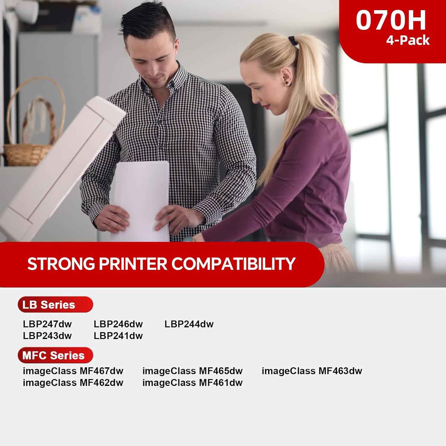 070H / 070 High Yield Toner Cartridge (4-Pack) Compatible Replacement for Canon 070H/070/CRG-070 Toner Cartridge with Canon imageCLASS MF465dw MF462dw LBP247dw LBP246dw Printers - High Capacity Ink