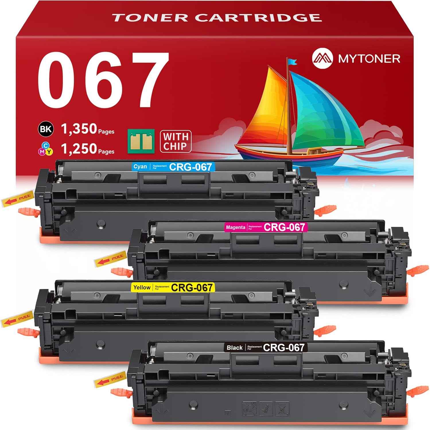 MYTONER 067 Toner Cartridge Set Compatible Replacement for Canon 067 067H Toner for Color imageCLASS MF656Cdw LBP632Cdw MF654Cdw MF653Cdw LBP633Cdw MF650C LBP630C Printer (4 Pack 067 High Yield Ink)