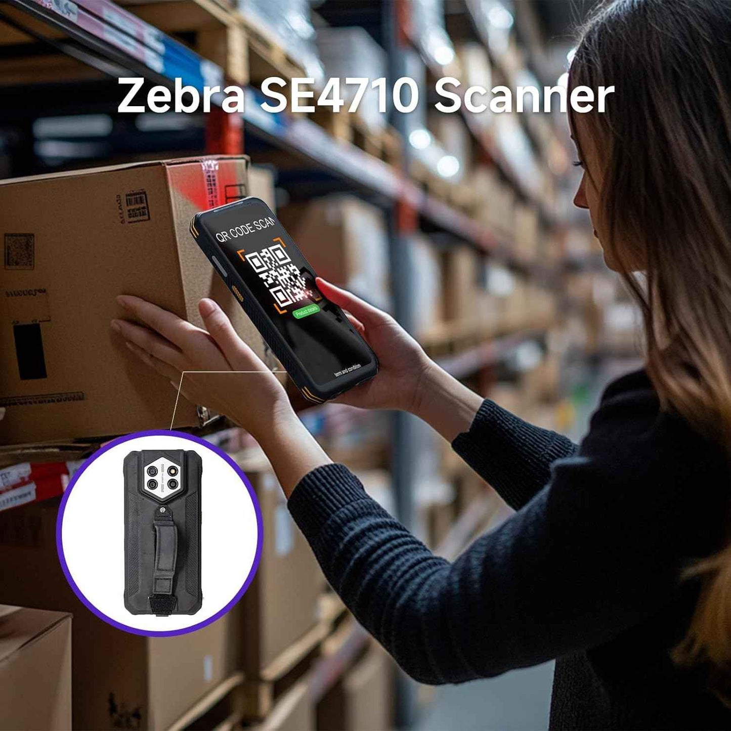 Android 14 Barcode Scanner H68T, Handheld PDA w/Zebra SE4710 Scan Engine, 8GB+128GB, IP68 Rugged Data Terminal, 6.56" Full Screen Mobile Computer Inventory Scanner for Warehouse&Logistics Management