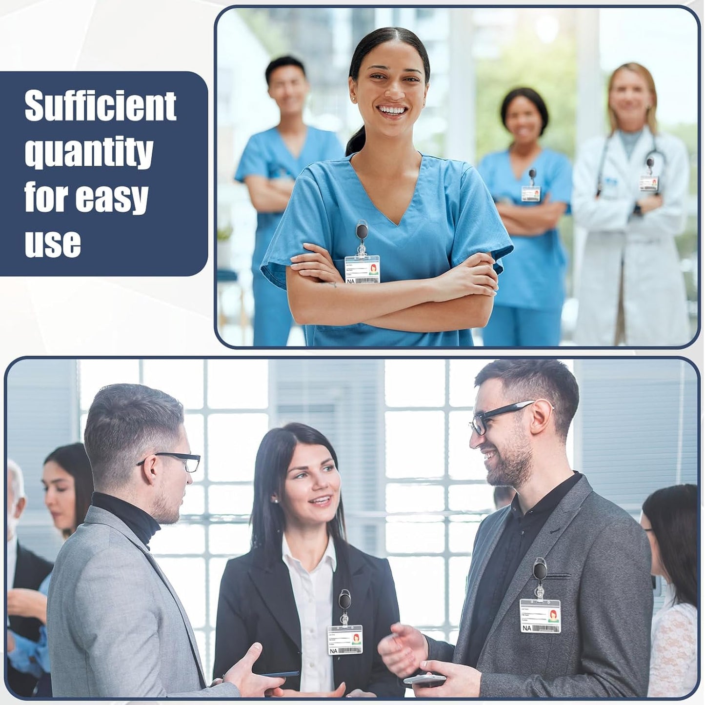 Laumoi 230 Packs Retractable ID Badge Holder Name ID Badge Reel Clips Keychain with Belt Clip and Key Ring for Office Worker Doctor Nurse Employee (Black)