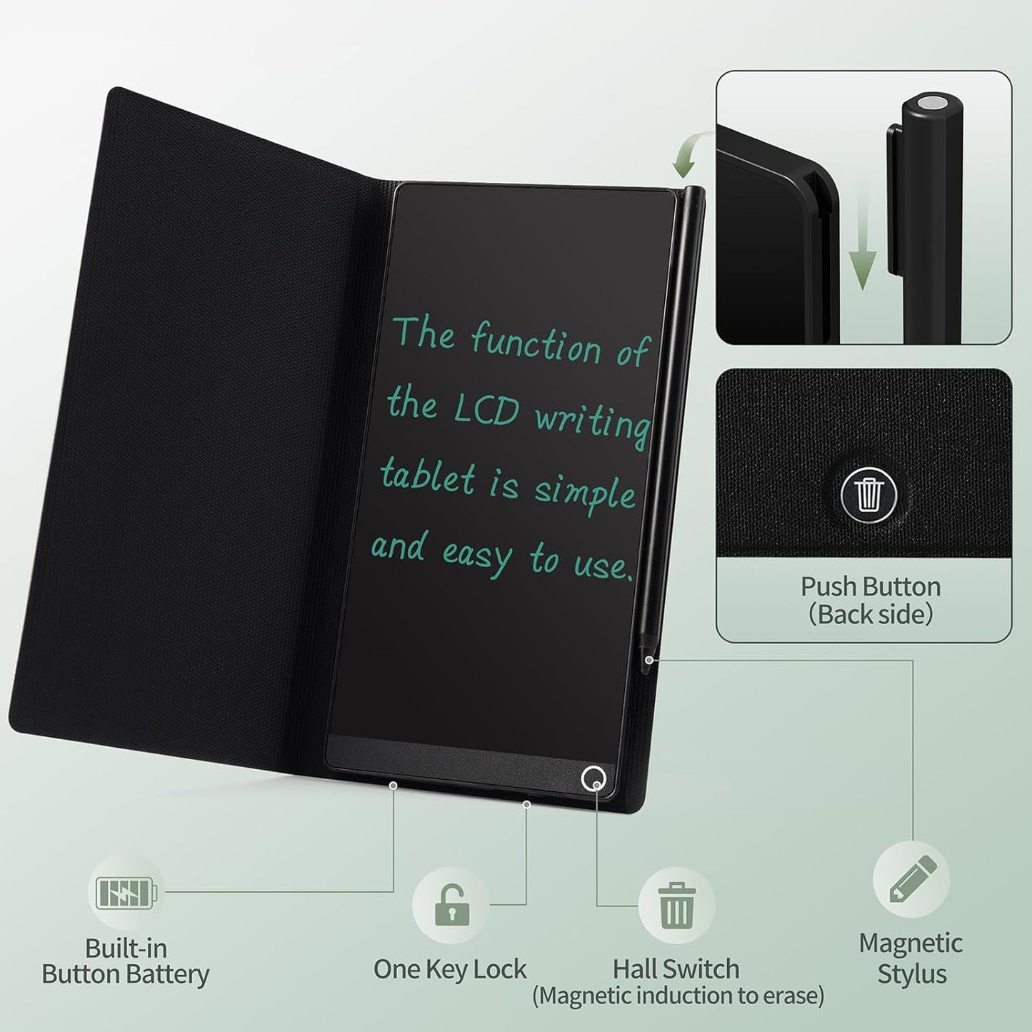 LCD Writing Tablet for Adults: 6.5 Inch with Leather Case Full Screen Reusable Digital Notepad Portable Use for Office Study Teaching