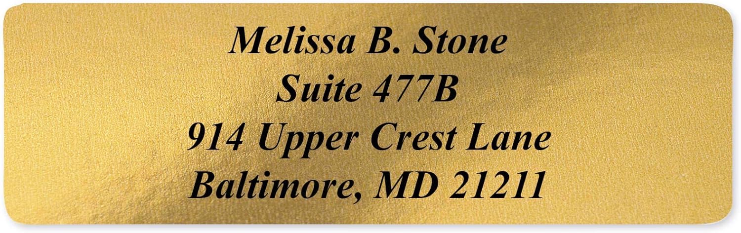 Gold Foil Personalized Return Address Labels Without Dispenser - Roll of 250 Custom Stickers - Lumora Desk