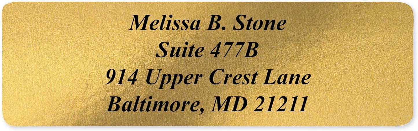 Gold Foil Personalized Return Address Labels Without Dispenser - Roll of 500 Custom Stickers - Lumora Desk