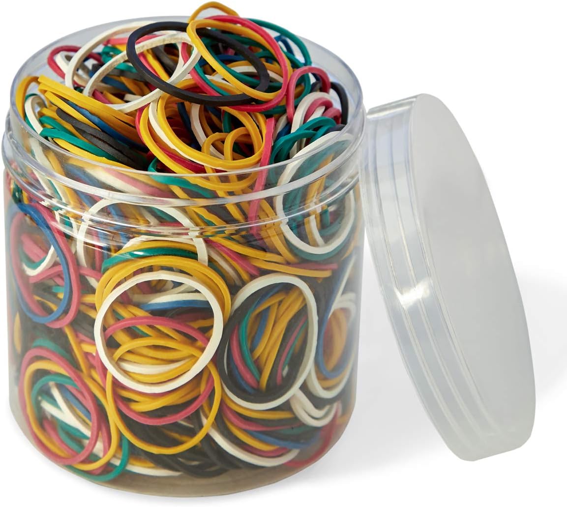 AMUU rubber bands 800 Pcs 2.5cm 1" Small Rubber Bands 6 colors Assorted Mixed Rainbow Colorful Rubber Bands for Office School Home Strong Elastic Band Loop Office Supplies