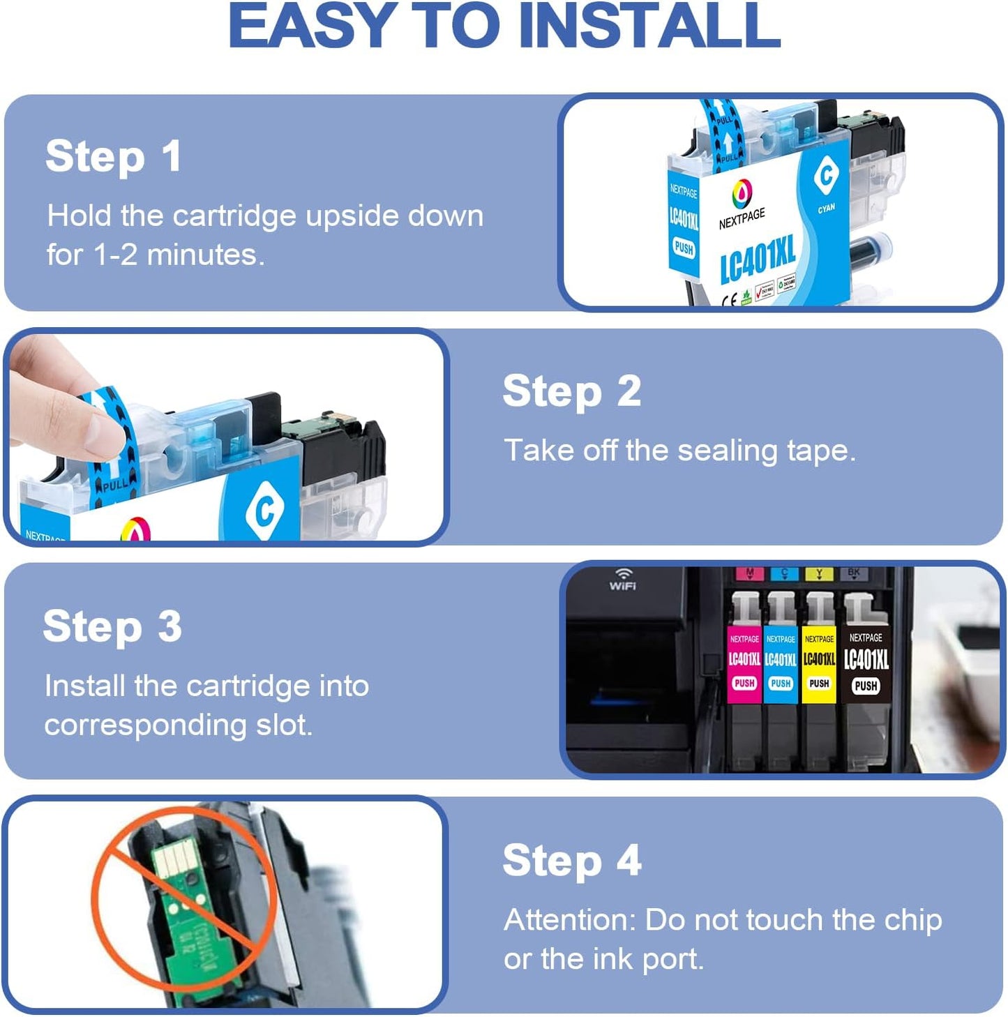 LC401XL Black Ink Cartridges High Yield Compatible for Brother LC401 XL LC401XL Black Ink Cartridges for Brother MFC-J1010DW MFC-J1012DW MFC-J1170DW Printer - 2 Pack LC401XLBK