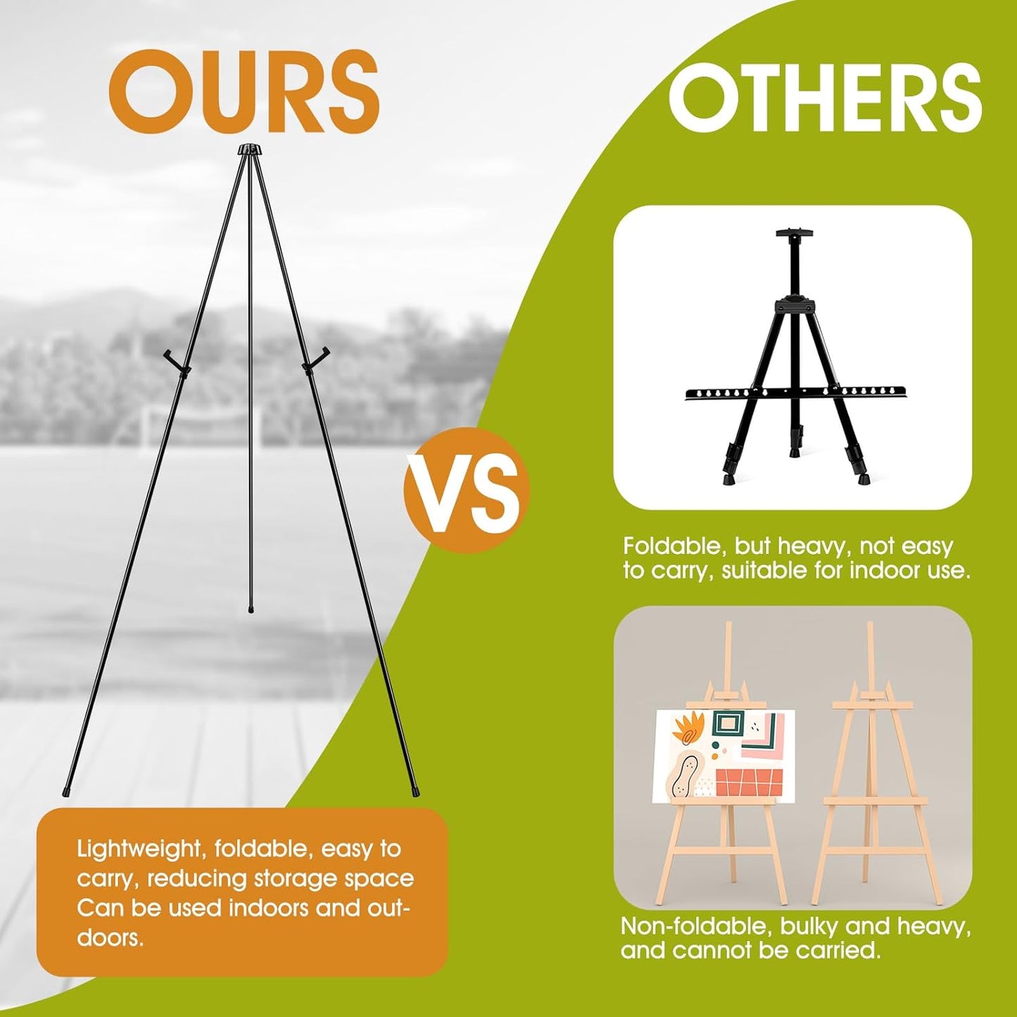 AROIC 63 "Easel Stand for Display, 6 Pack Portable Foldable Metal Easel, Easels for Signs Wedding Logos,Arts, Painting,Adjustable Floor Easels with 6 Storage Bag