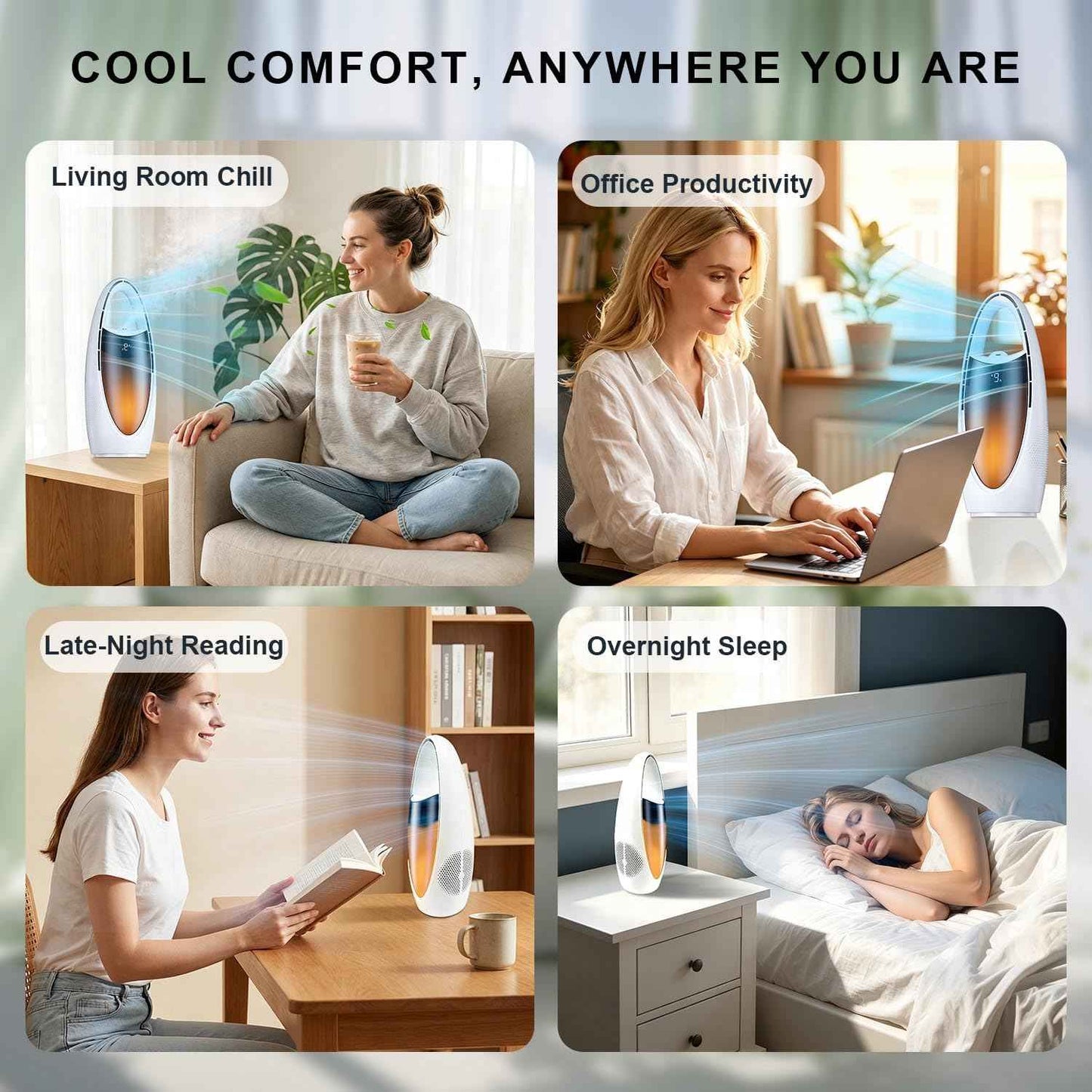 Bladeless Desk Fan with Misting, Rechargeable Quiet Personal Fan, Portable Table Fan with Night Light, 9H Timer 60° Oscillation Cooling Fan for Bedroom Office Home - Space Capsule Design (white)