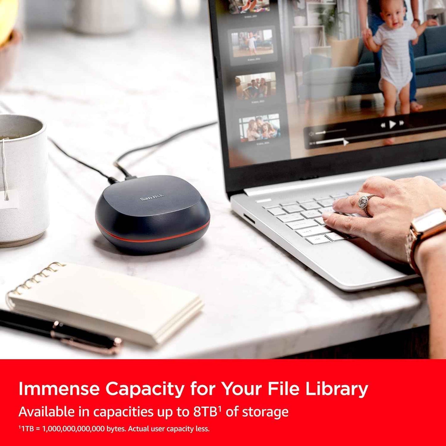 SANDISK 8TB Desk Drive SSD – Desktop External Solid State Drive, Up to 1000MB/s, USB-C, USB 3.2 Gen 2 - SDSSDT40-8T00-NA25