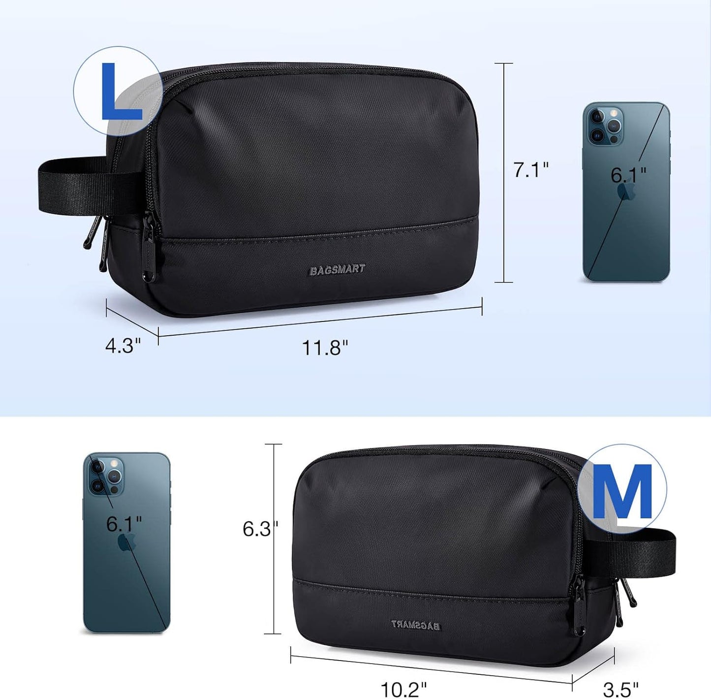 BAGSMART Large Toiletry Bag for Men, Valentines' Day Gifts Travel Organizer Hanging Dopp Kit Water Resistant Shaving Bag for Bathroom Shower, Toiletries Accessories,Travel Essentials, Black-Large