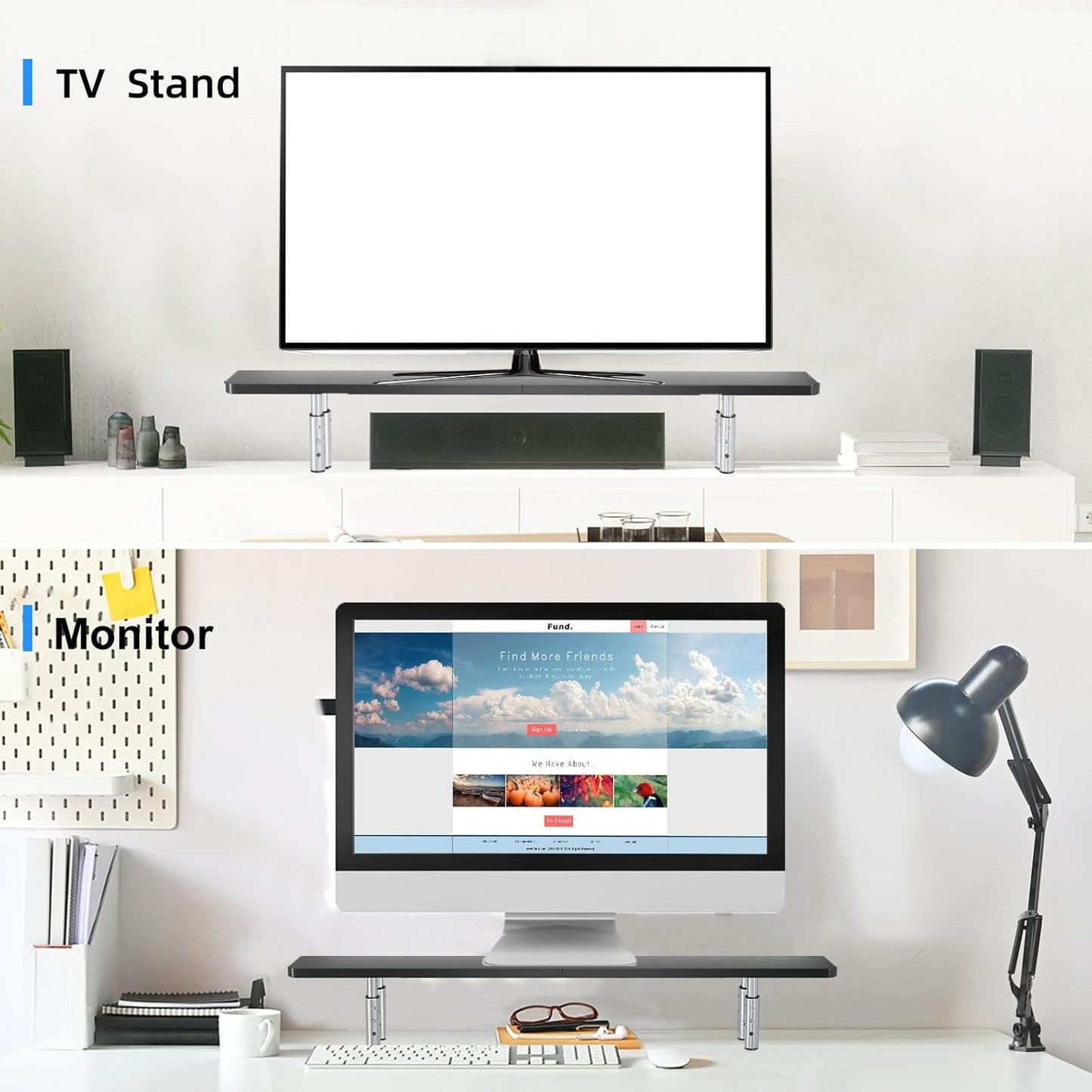 suptek Laptop Stand for Desk,Computer Monitor Laptop Stand Riser for Printer, Notebook and All Flat Screen TV Display,3 Height Adjustable(MST016)